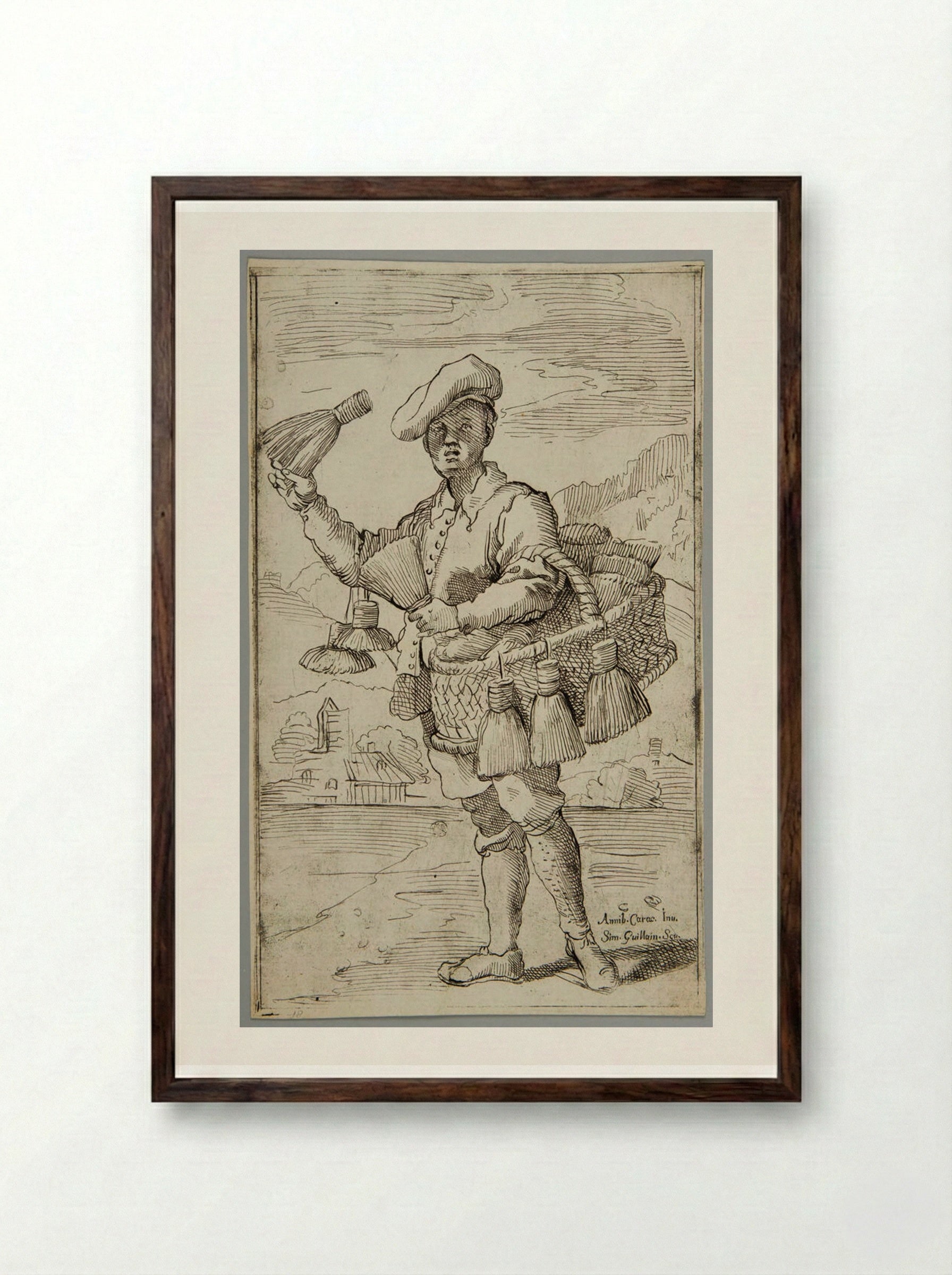 Brooms!, plate 18 - Simon Guillain - Framed Print Dark Wood
