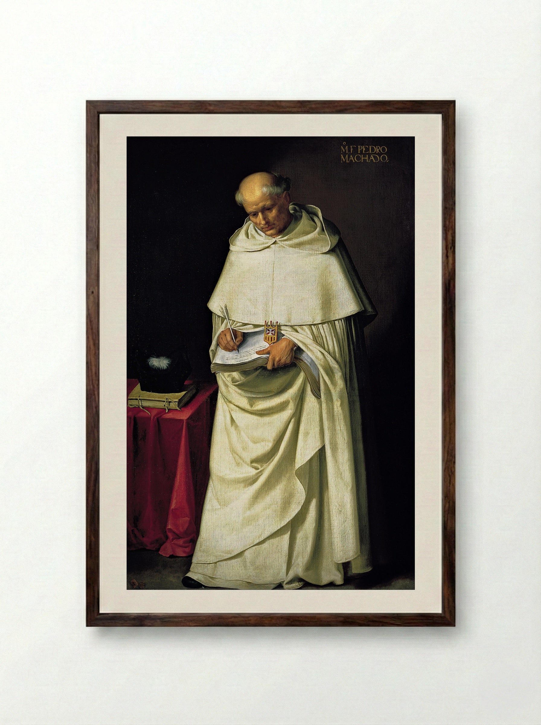 Brother Pedro Machado - Francisco de Zurbarán - Framed Print Dark Wood