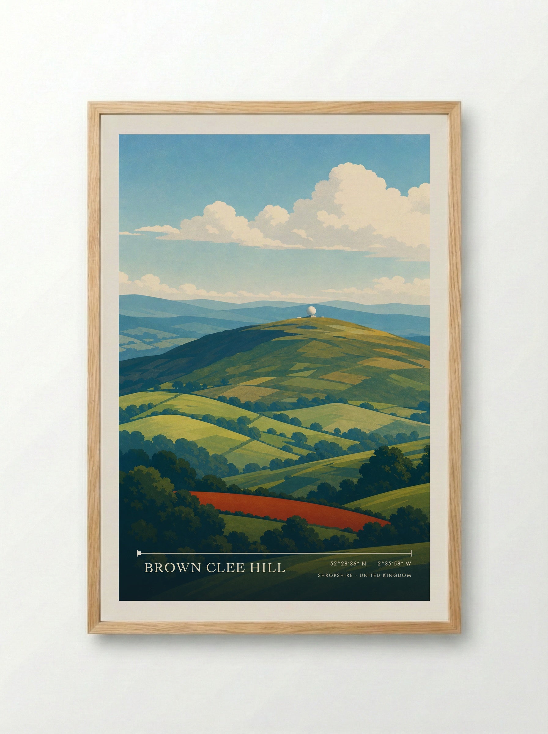 Brown Clee Hill Shropshire United Kingdom Travel Poster - Framed Print Wood