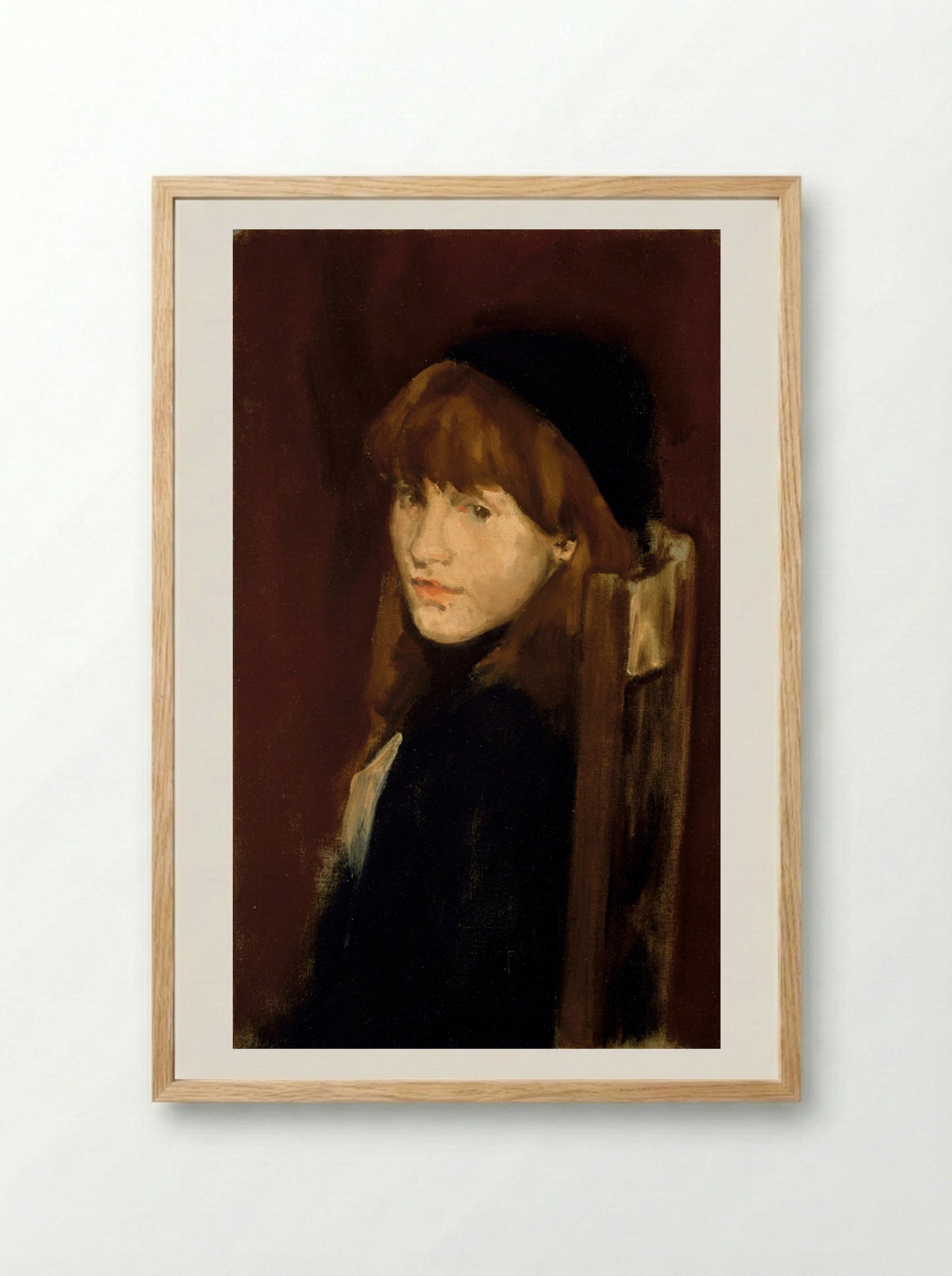 Brown and Gold: Lillie "In our Alley!" - James Abbott McNeill Whistler - Framed Print Wood