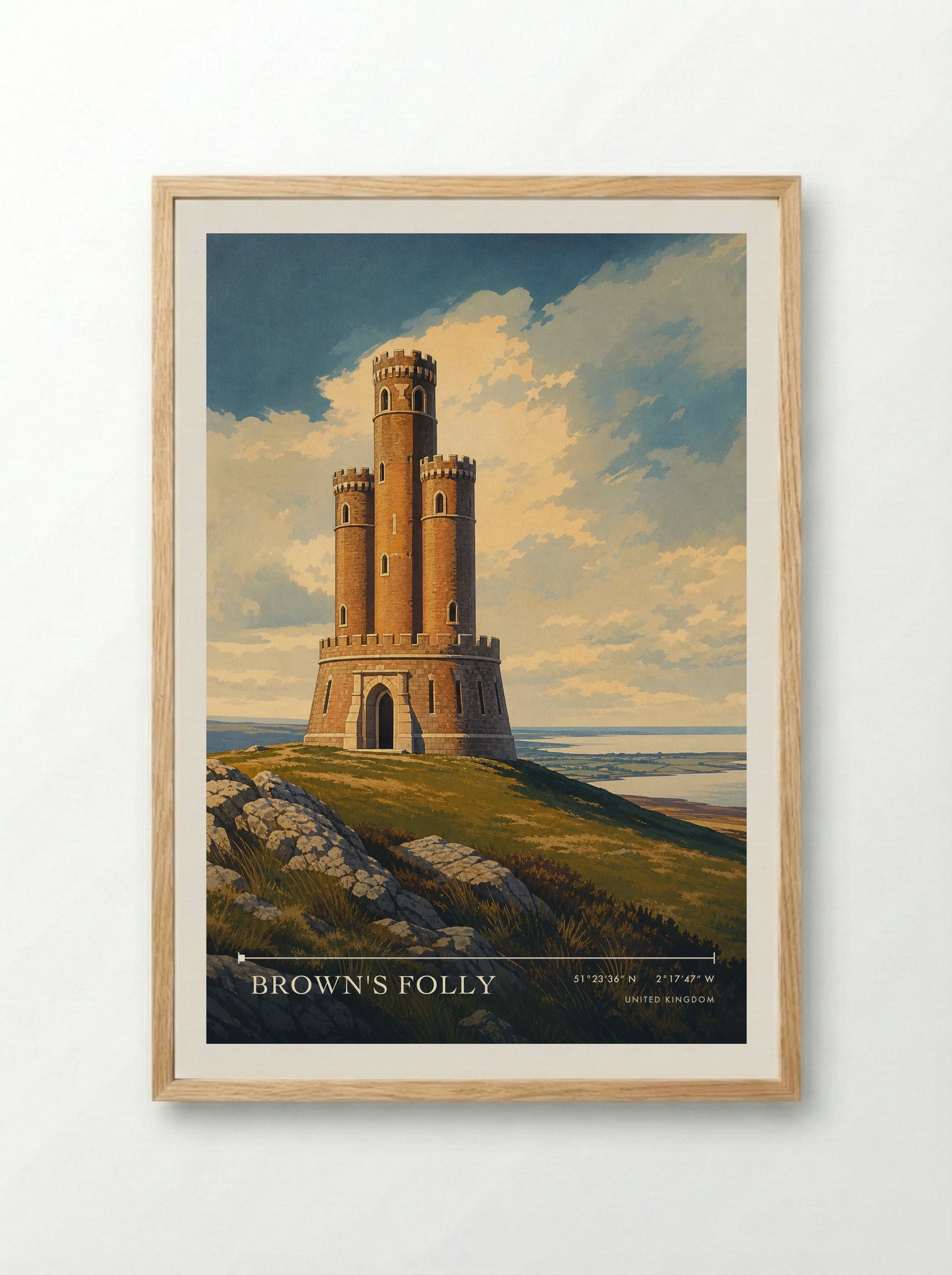 Brown's Folly United Kingdom Travel Poster - Framed Print Wood