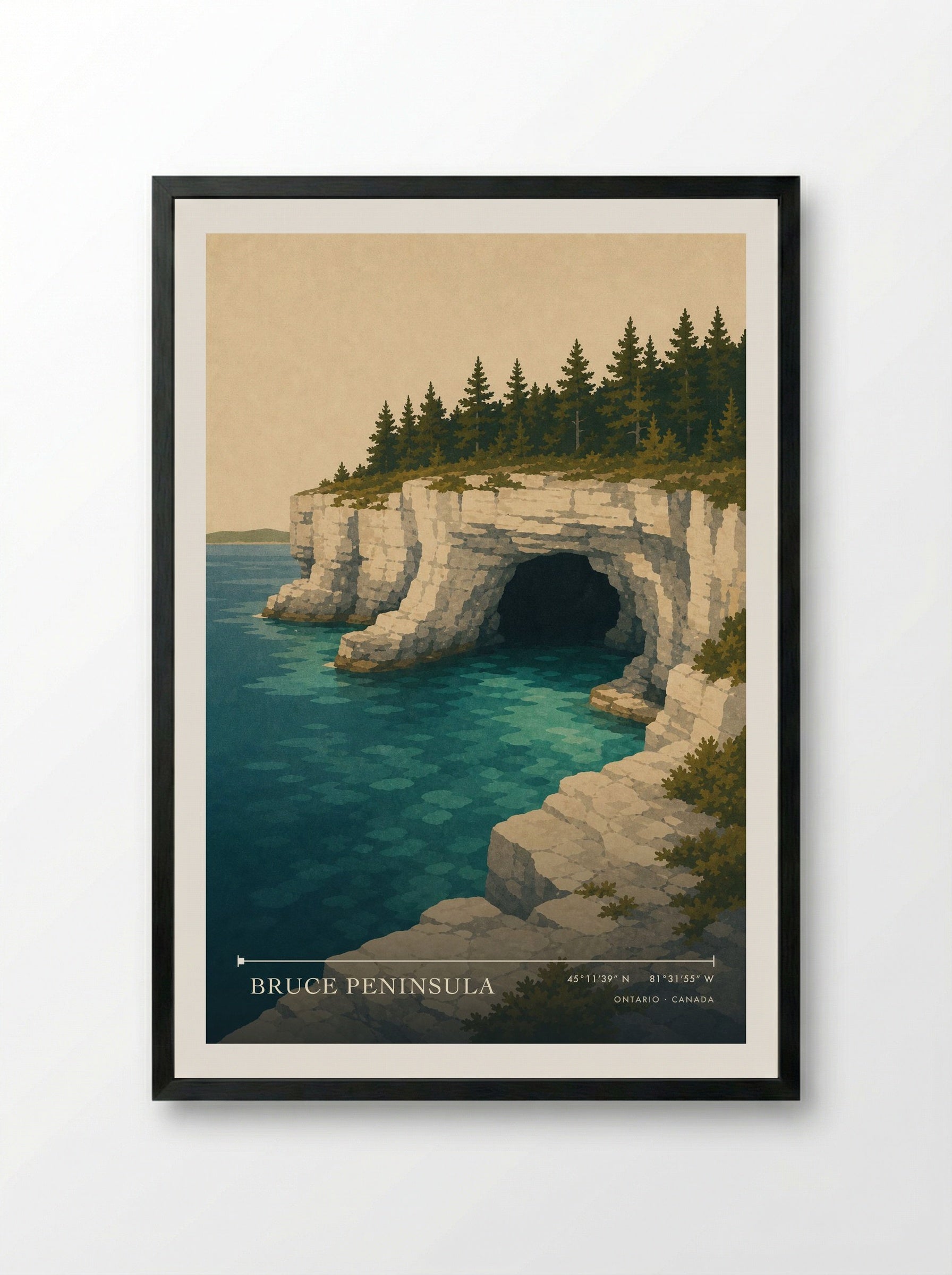 Bruce Peninsula Travel Poster - Framed Print Black