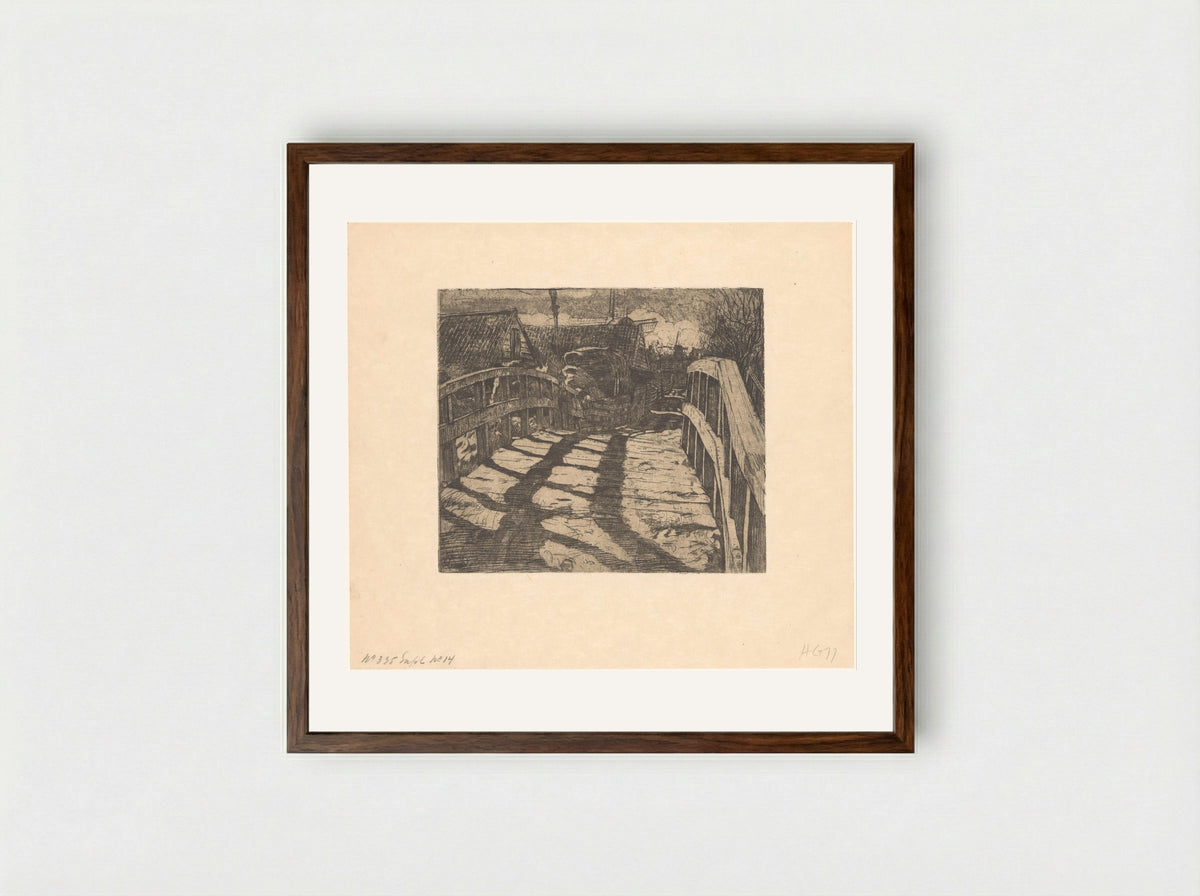 Brug in de Baarsjes in Amsterdam - Pieter Dupont - Framed Print Dark Wood