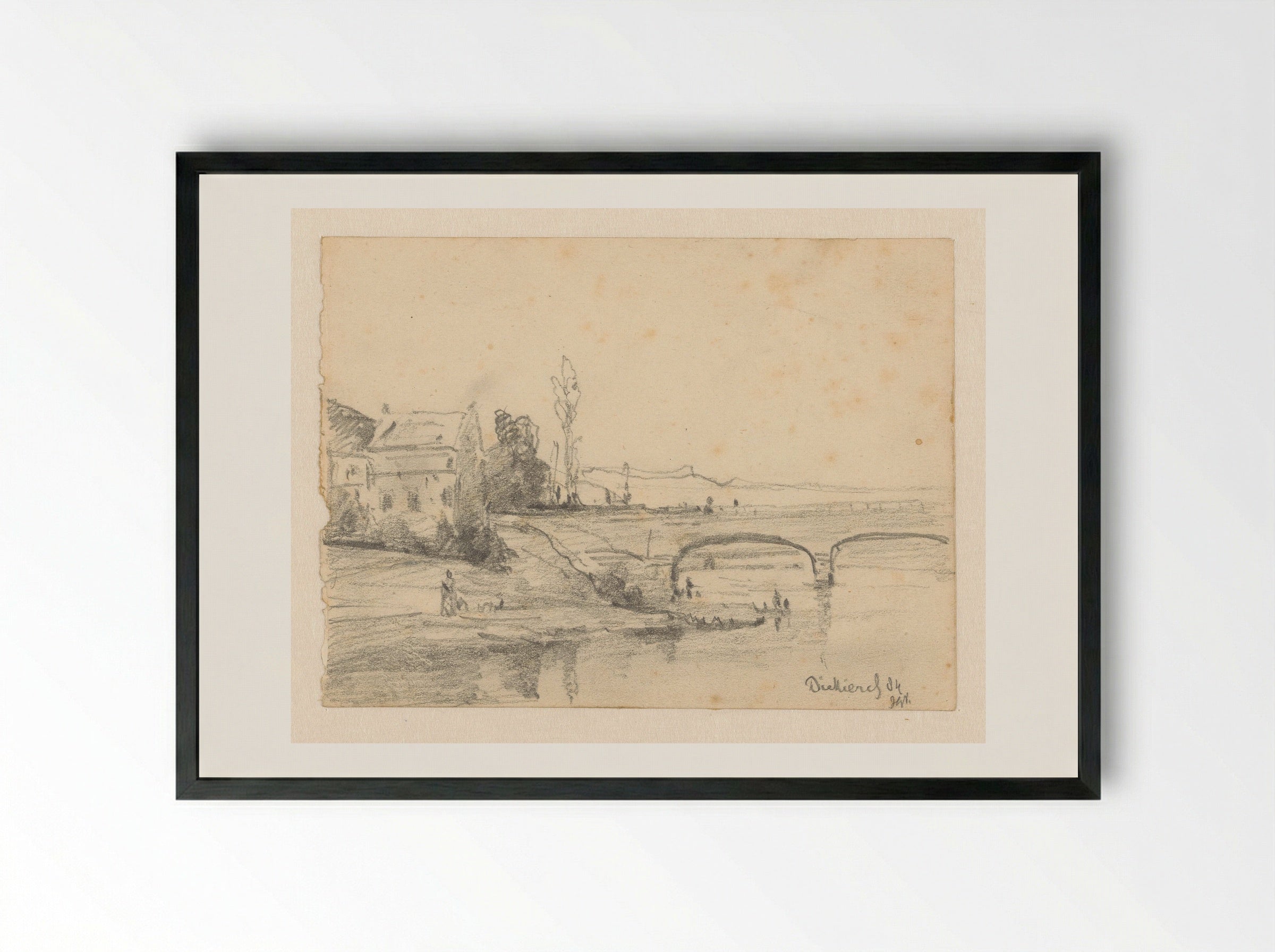 Brug over de Sûre bij Diekirch - Johannes Gijsbert Vogel - Framed Print Black