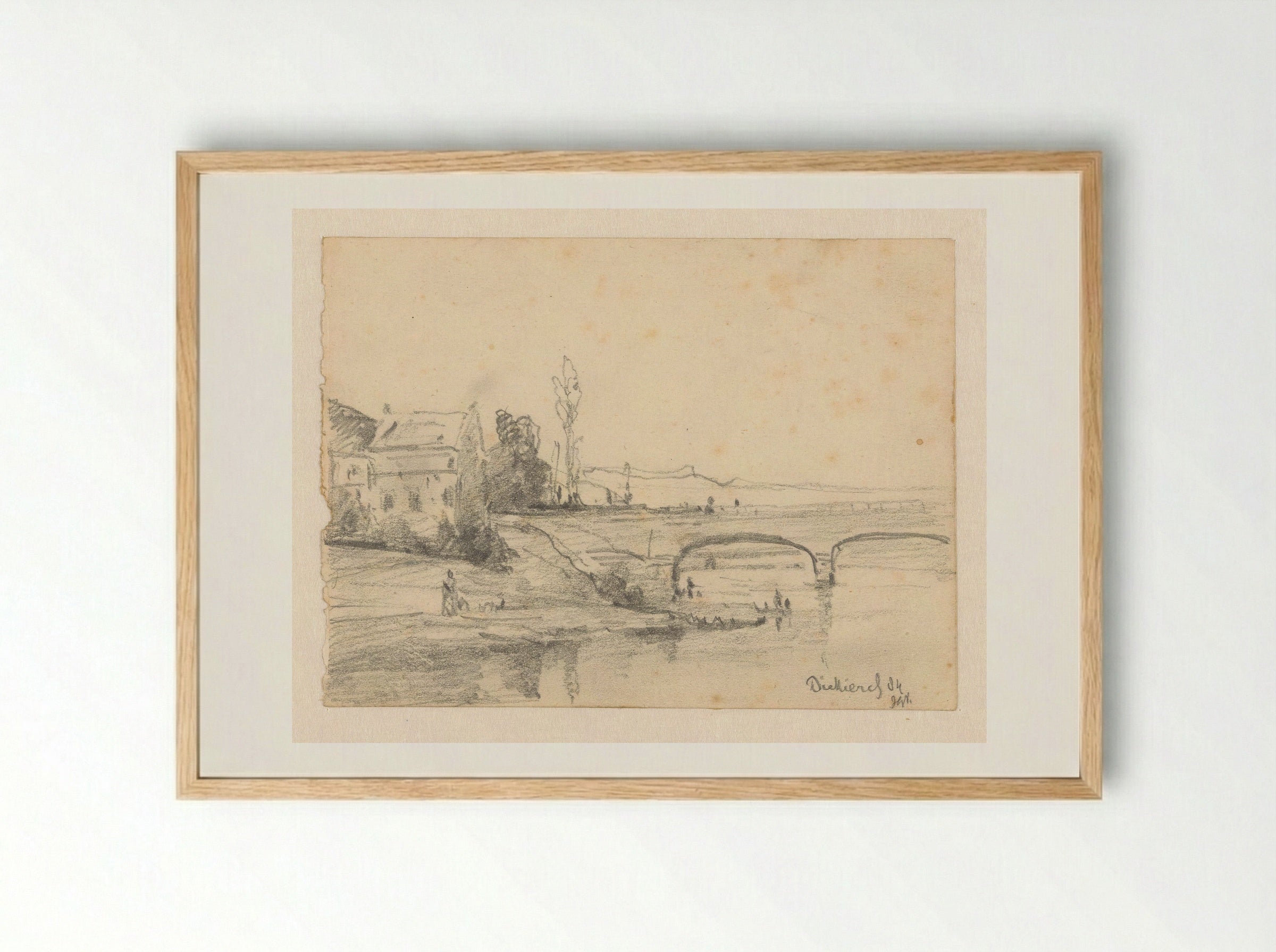 Brug over de Sûre bij Diekirch - Johannes Gijsbert Vogel - Framed Print Wood