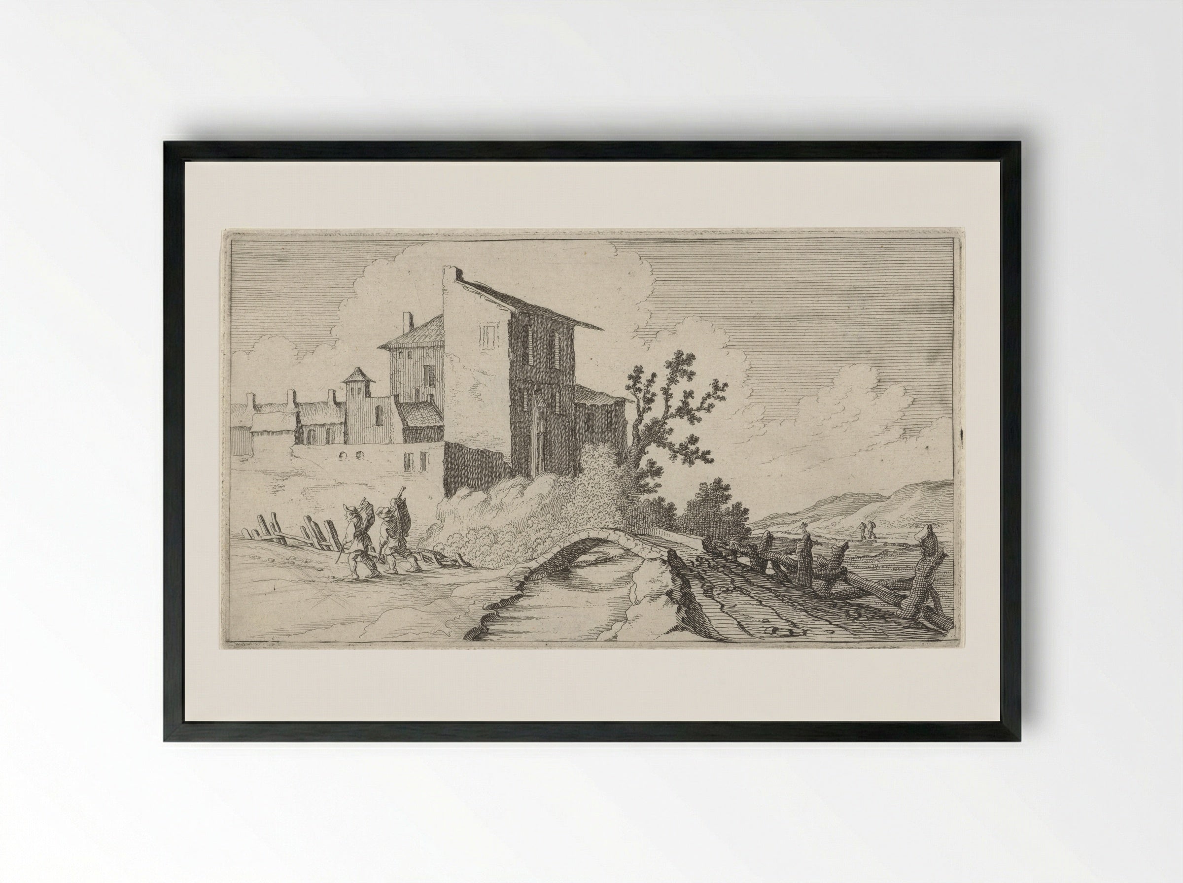 Brug voor ommuurde gebouwen - Gillis van Scheyndel (I) - Framed Print Black