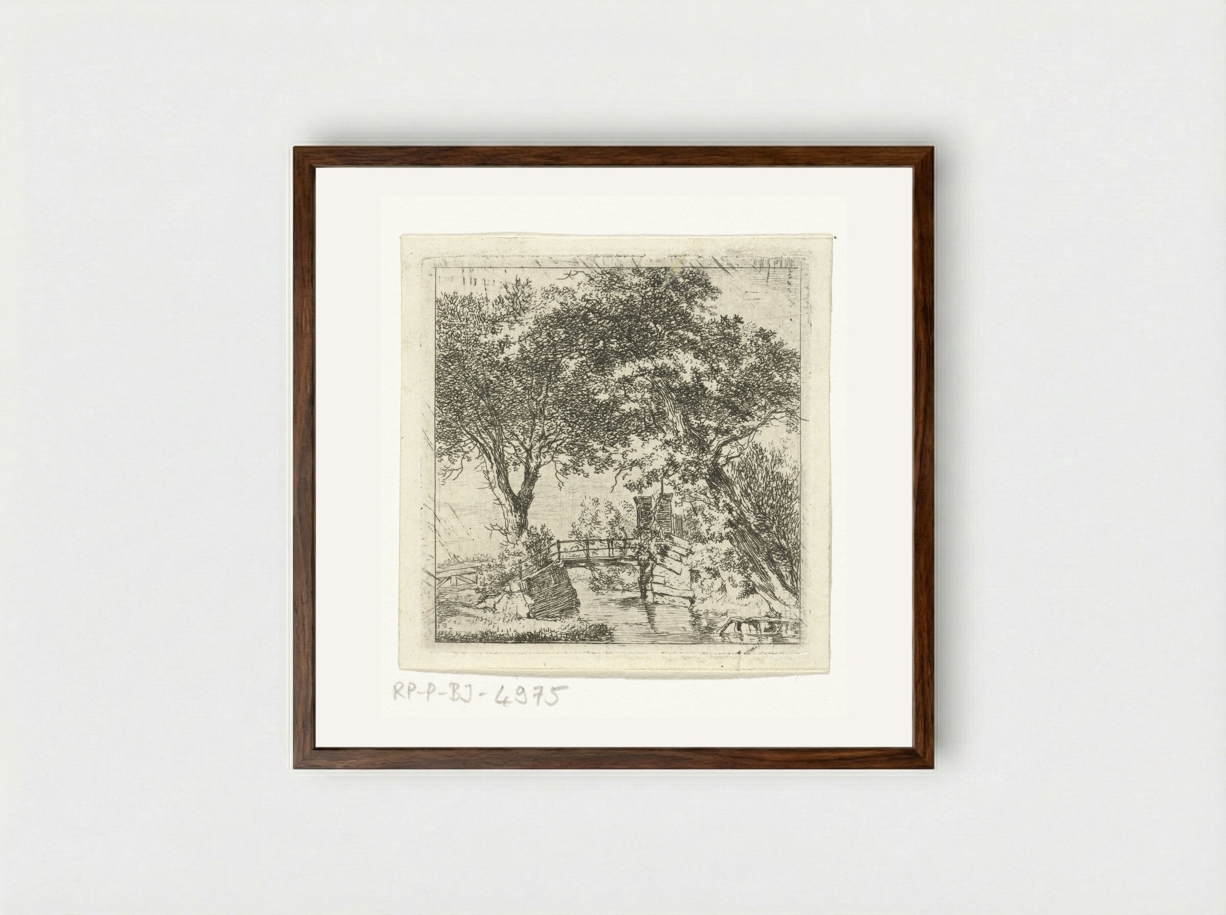 Bruggetje bij Sandenhoef, Overveen - Hermanus van Brussel - Framed Print Dark Wood