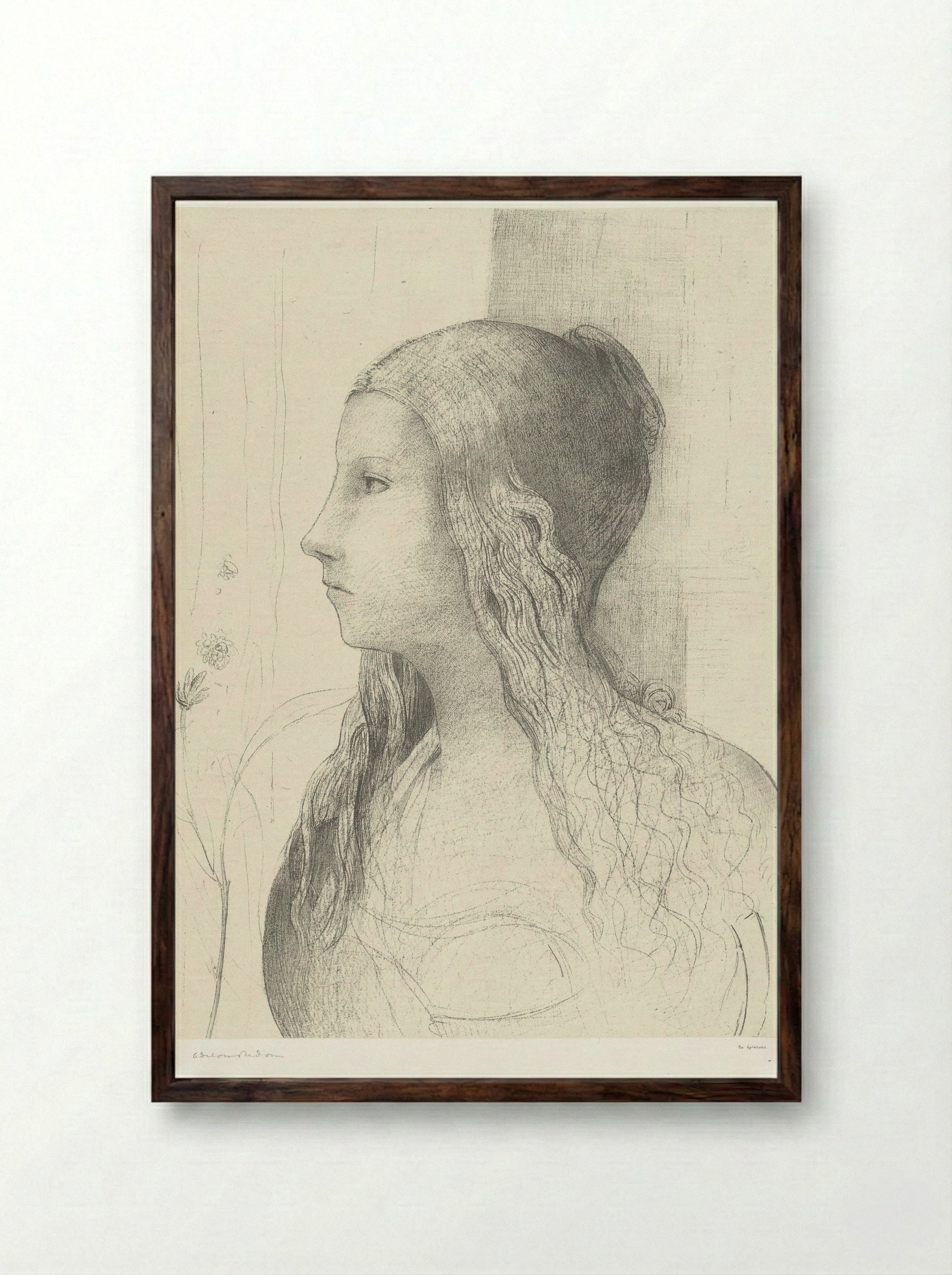 Brunhilde - Odilon Redon - Framed Print Dark Wood