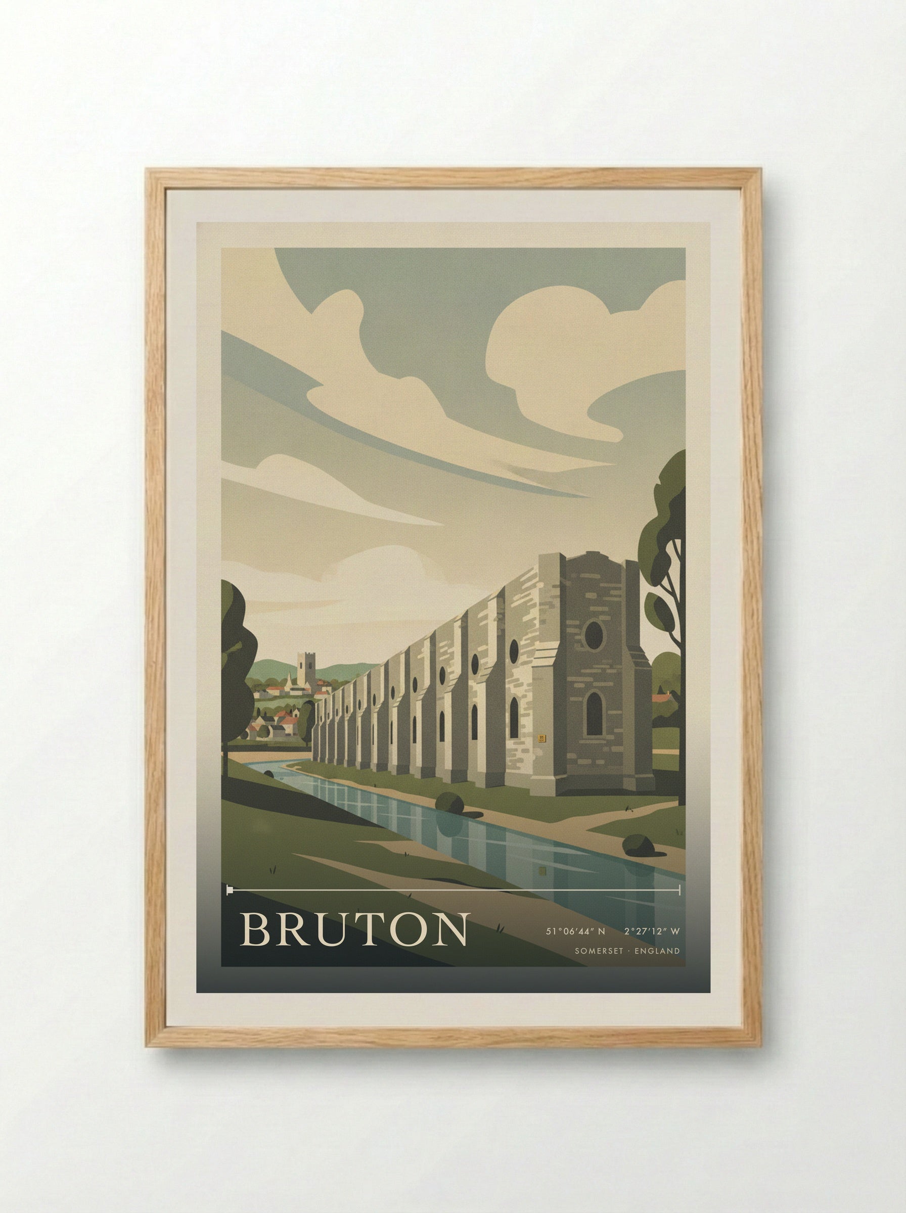 Bruton Somerset England Travel Poster - Framed Print Wood