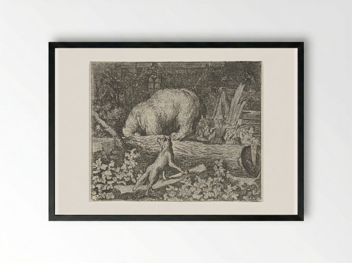 Bruun the Bear in the Trap - Allaert van Everdingen - Framed Print Black