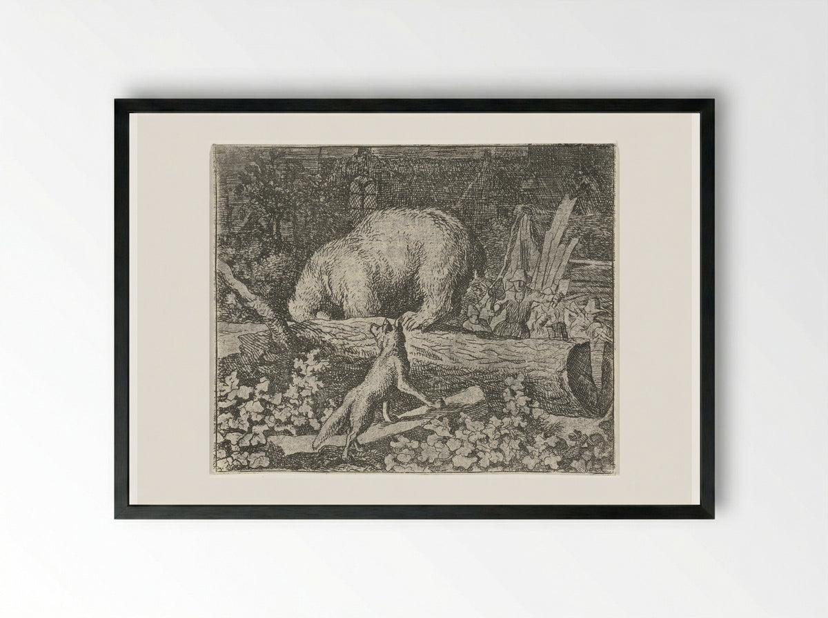Bruun the Bear in the Trap - Allaert van Everdingen - Framed Print Black