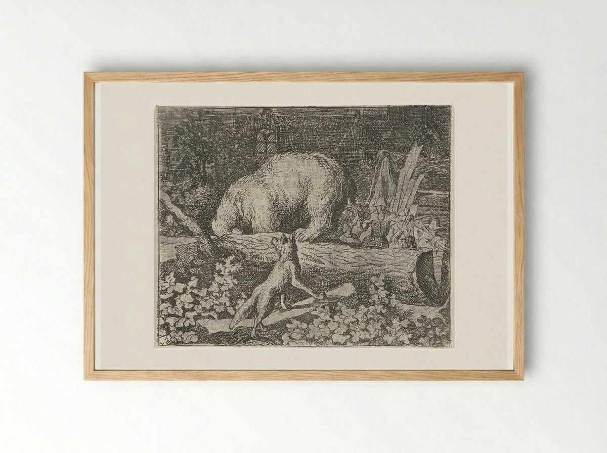 Bruun the Bear in the Trap - Allaert van Everdingen - Framed Print Wood
