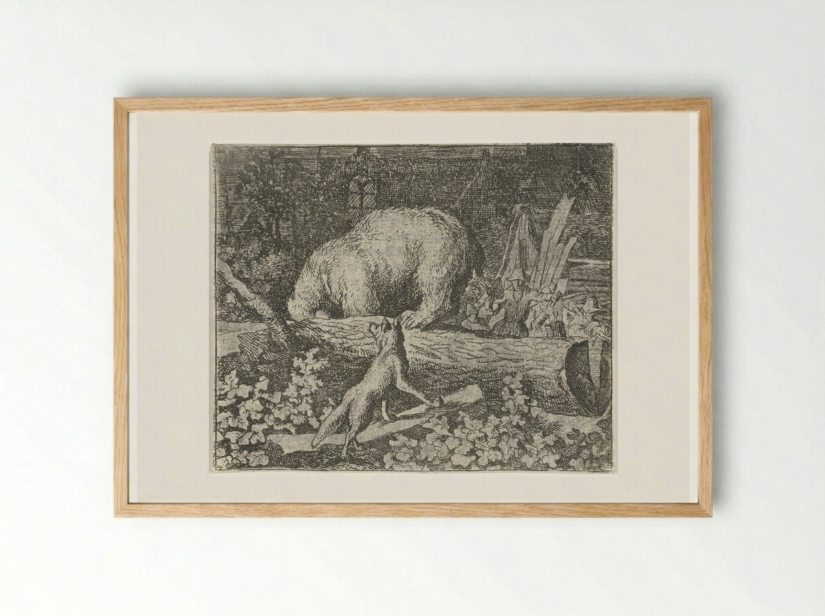 Bruun the Bear in the Trap - Allaert van Everdingen - Framed Print Wood