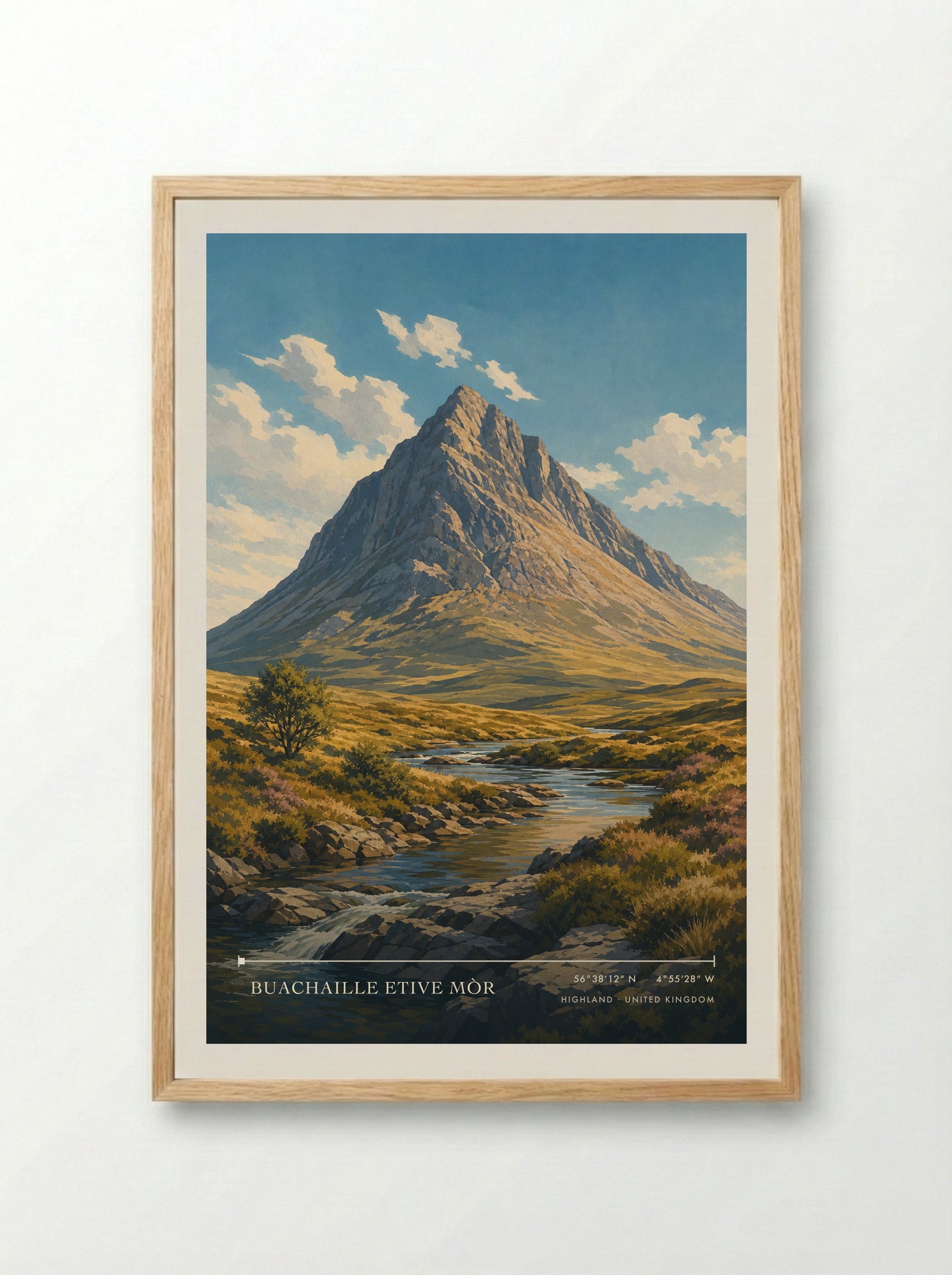 Buachaille Etive Mòr Highland United Kingdom Travel Poster - Framed Print Wood