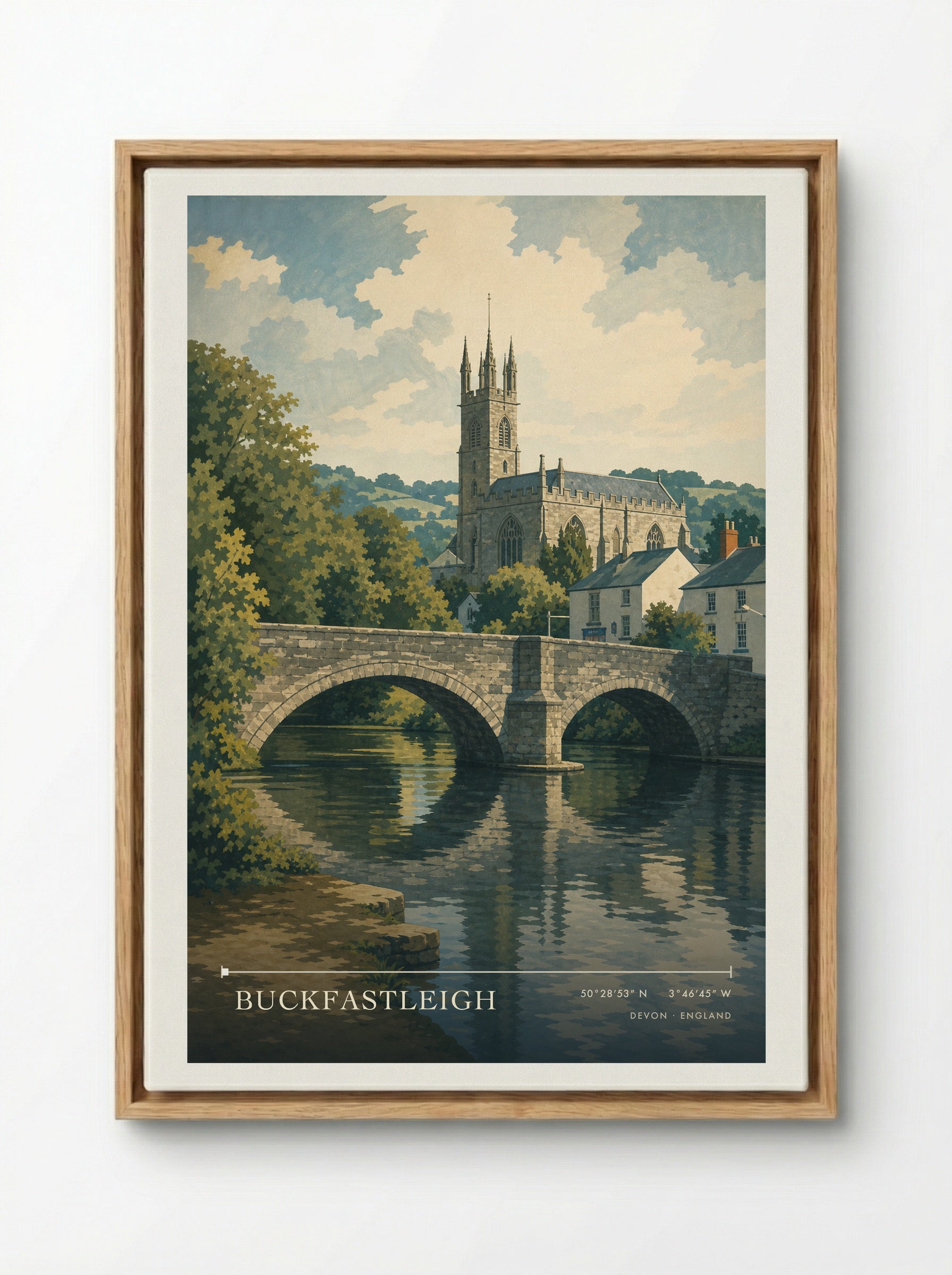 Buckfastleigh Devon England Travel Poster - Framed Canvas Wood