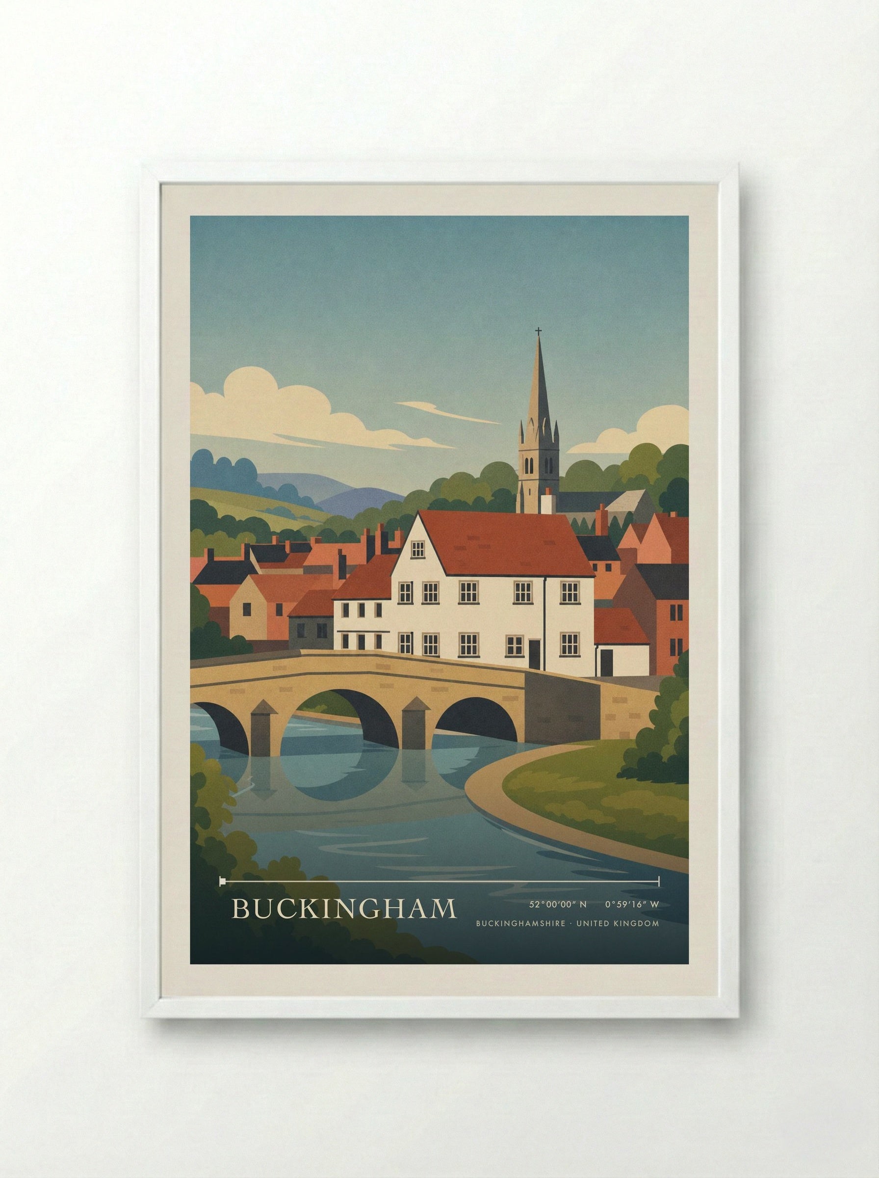 Buckingham Buckinghamshire United Kingdom Travel Poster - Framed Print White