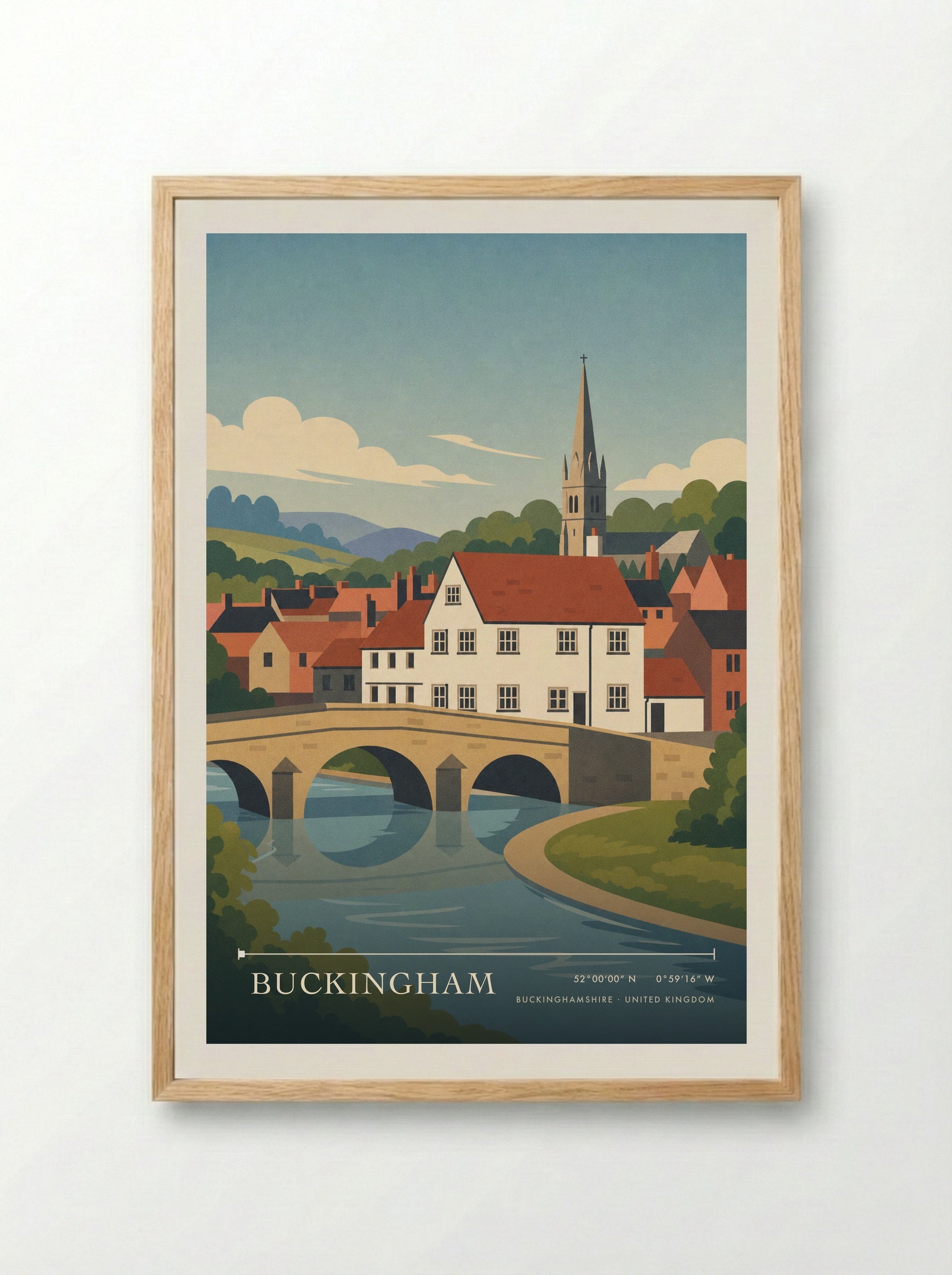 Buckingham Buckinghamshire United Kingdom Travel Poster - Framed Print Wood