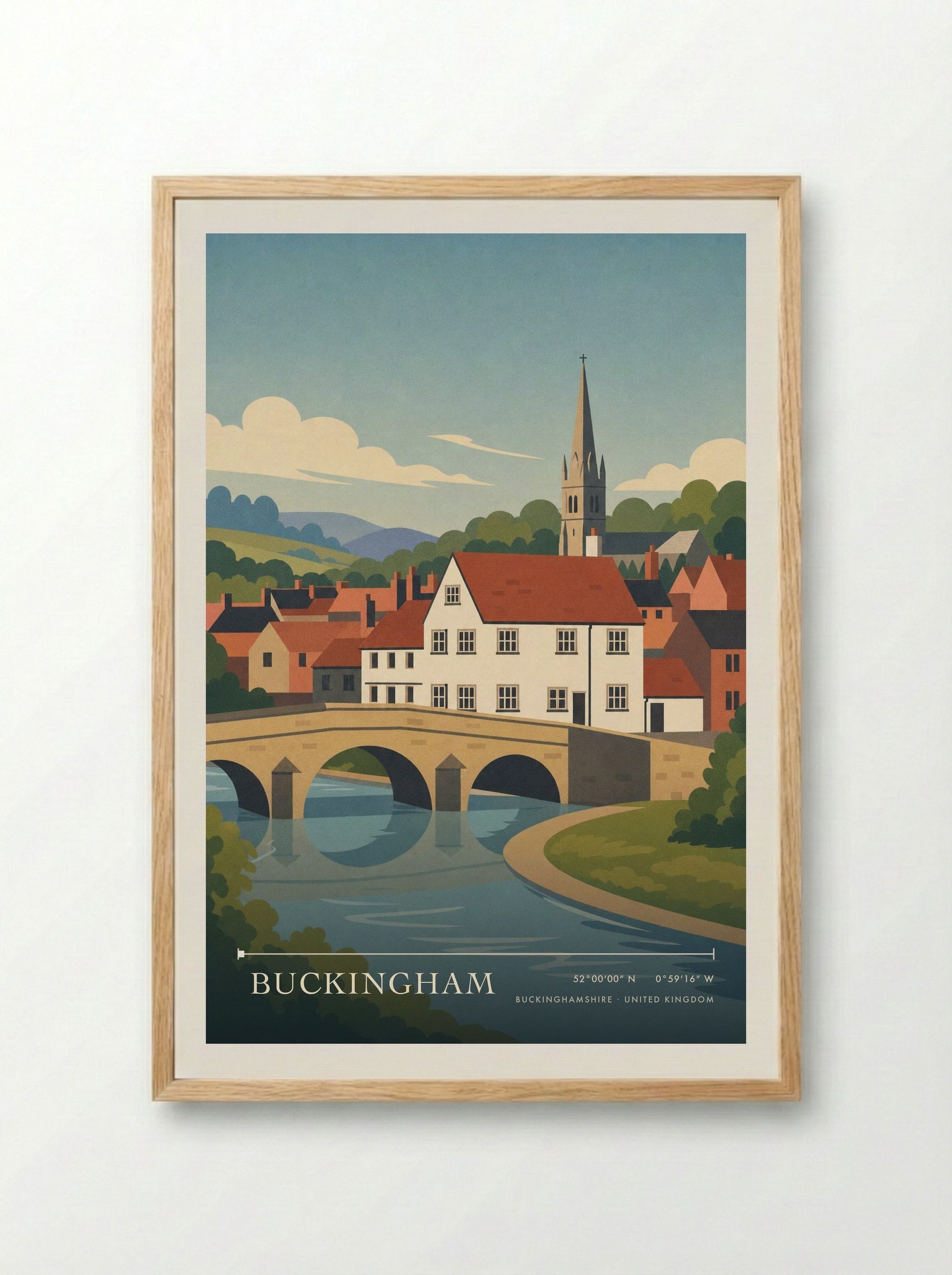 Buckingham Buckinghamshire United Kingdom Travel Poster - Framed Print Wood