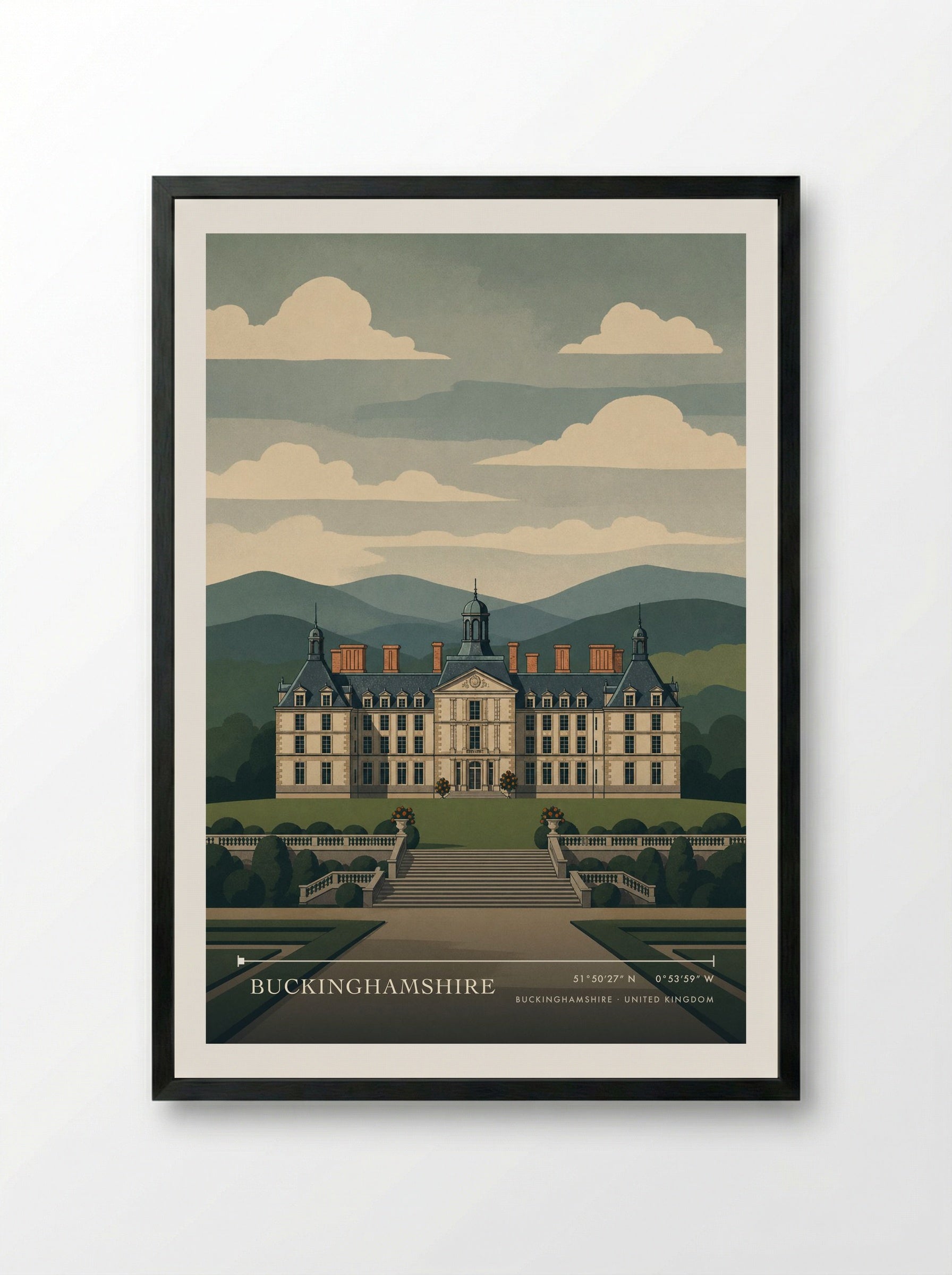 Buckinghamshire United Kingdom Travel Poster - Framed Print Black