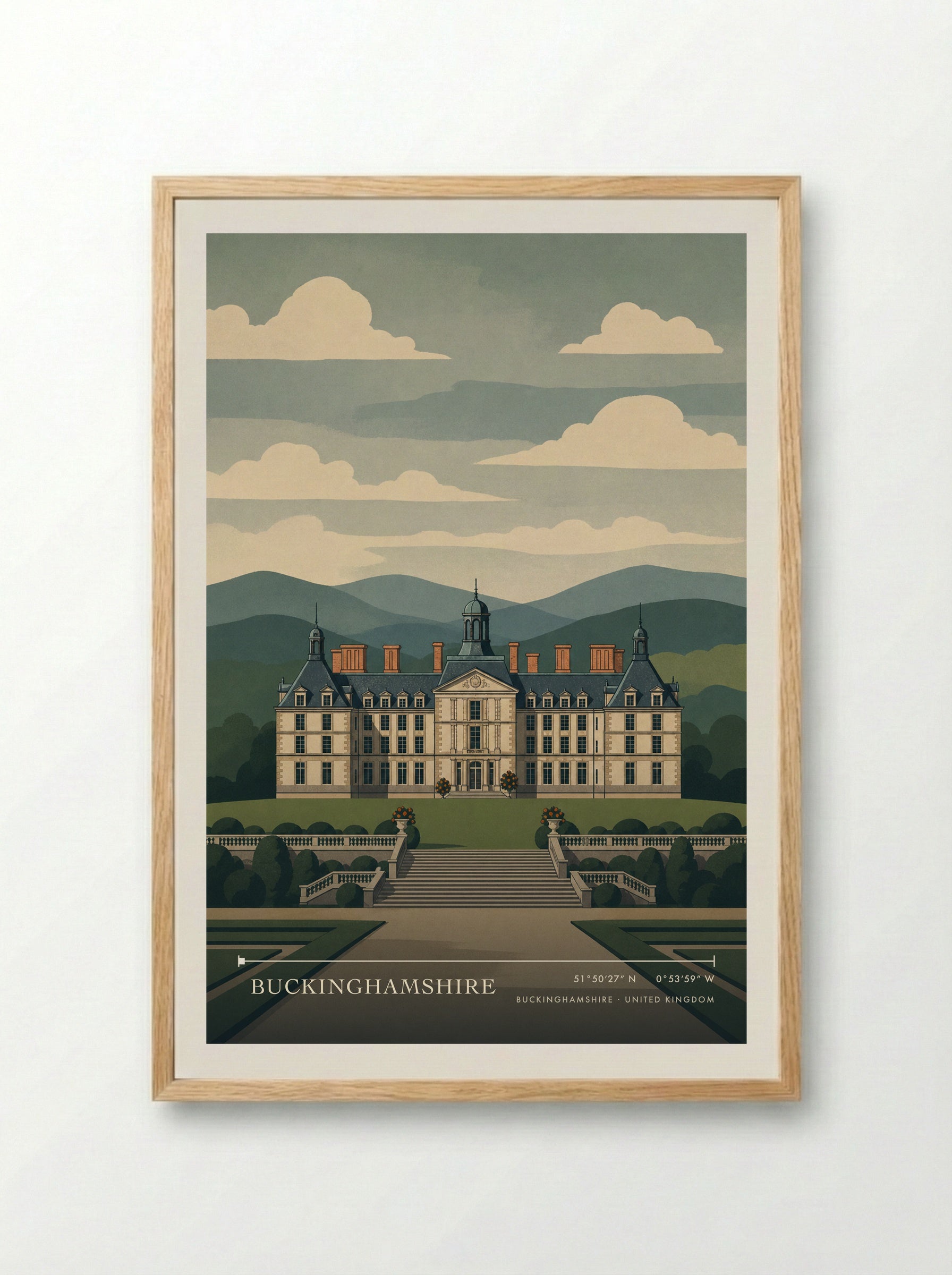 Buckinghamshire United Kingdom Travel Poster - Framed Print Wood