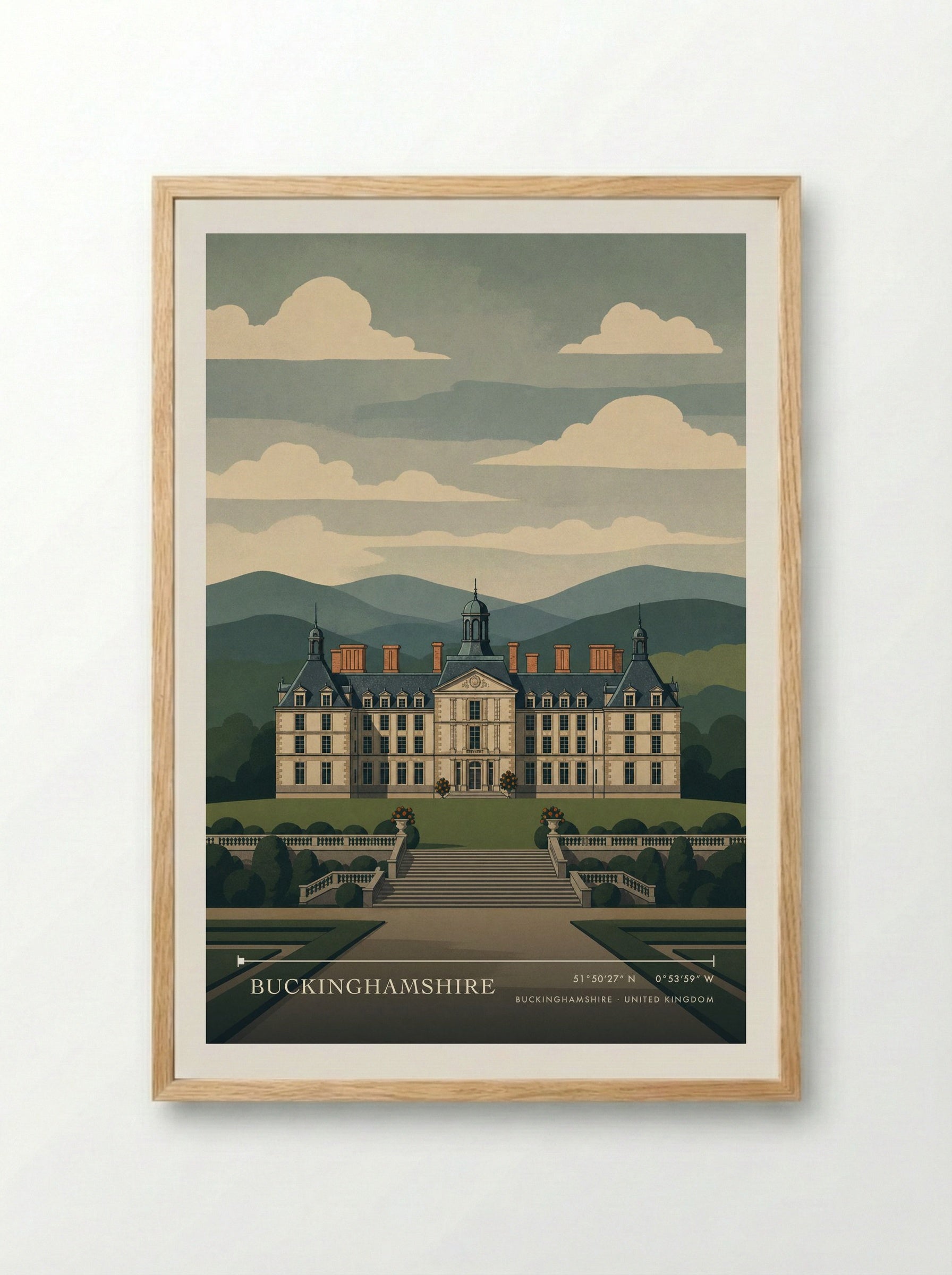 Buckinghamshire United Kingdom Travel Poster - Framed Print Wood