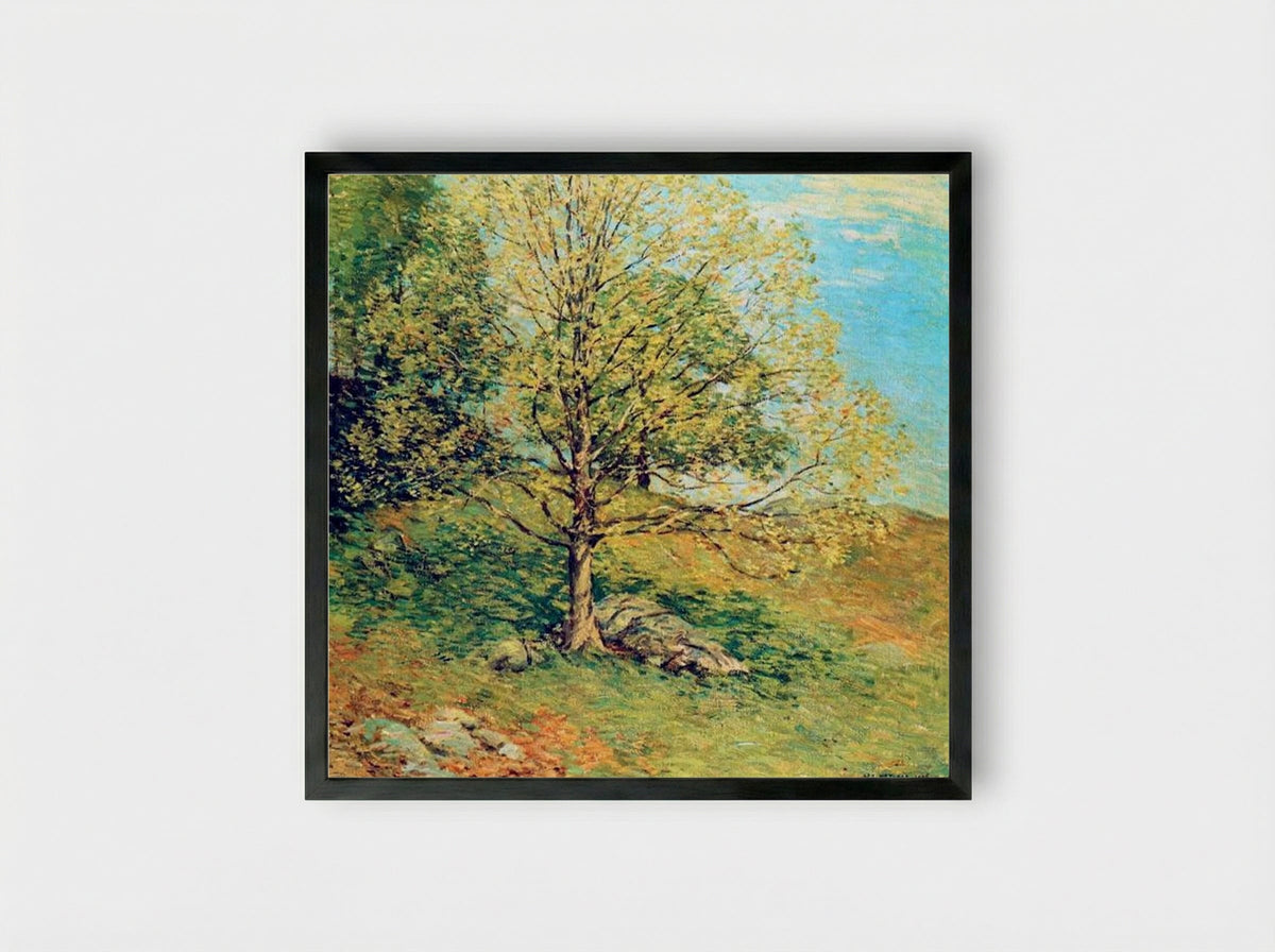Budding Oak - Willard Metcalf - Framed Print Black