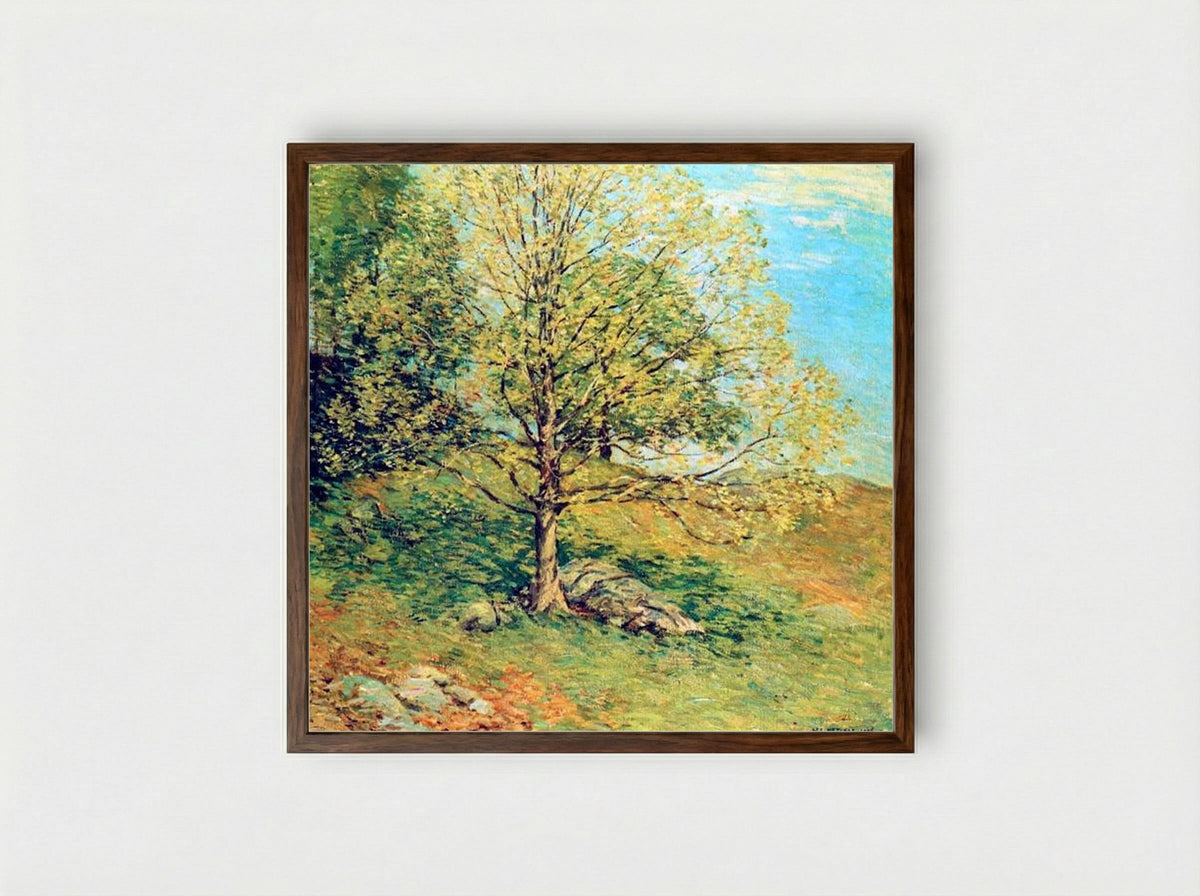 Budding Oak - Willard Metcalf - Framed Print Dark Wood