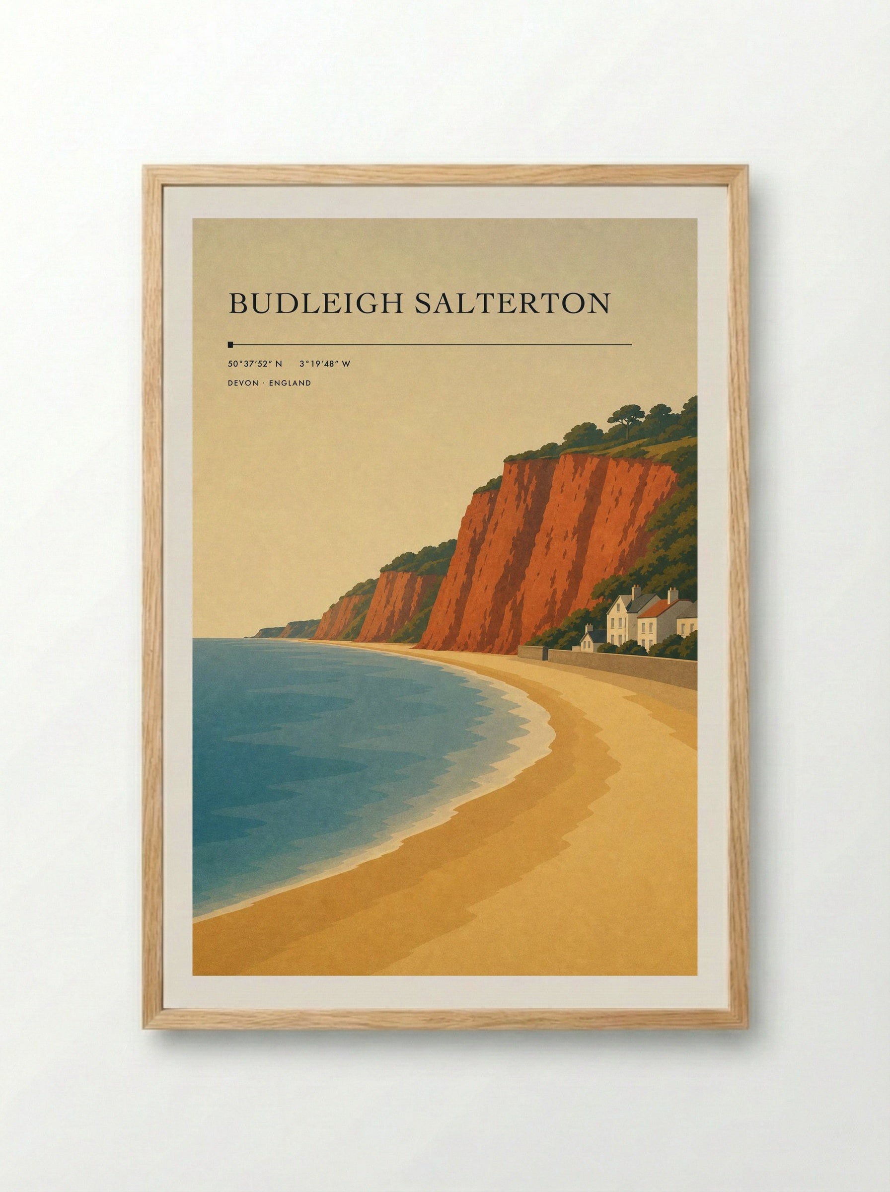 Budleigh Salterton Travel Poster - Framed Print Wood