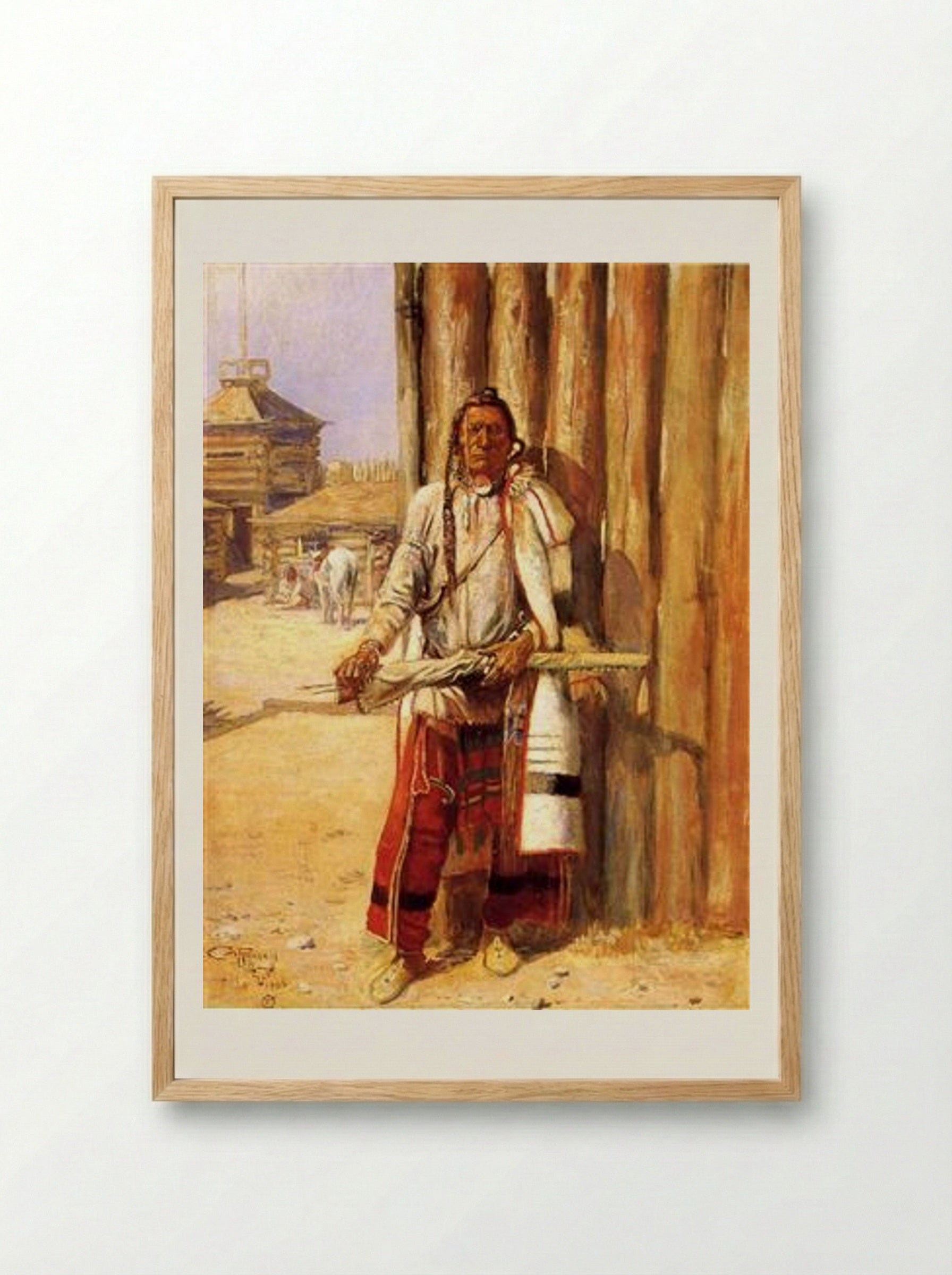 Buffalo Coat - Charles M. Russell - Framed Print Wood