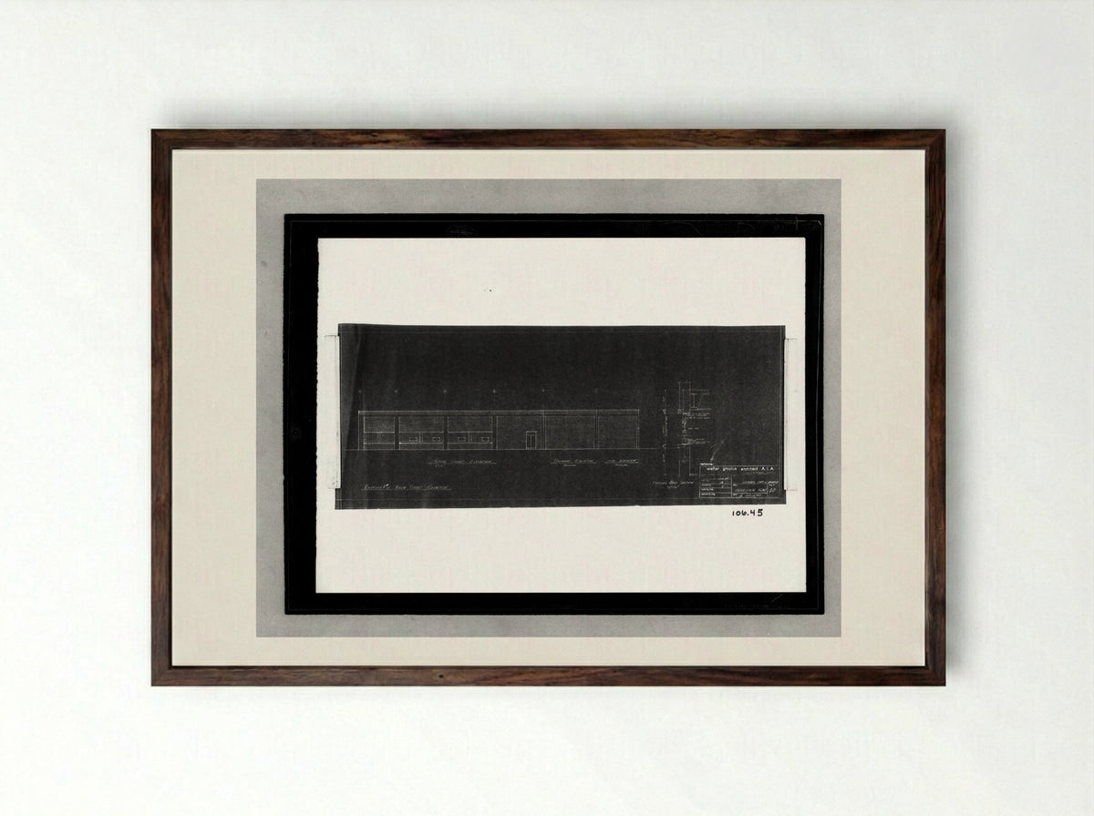 Building Addition and Alterations, Philadelphia - Walter Gropius - Framed Print Dark Wood