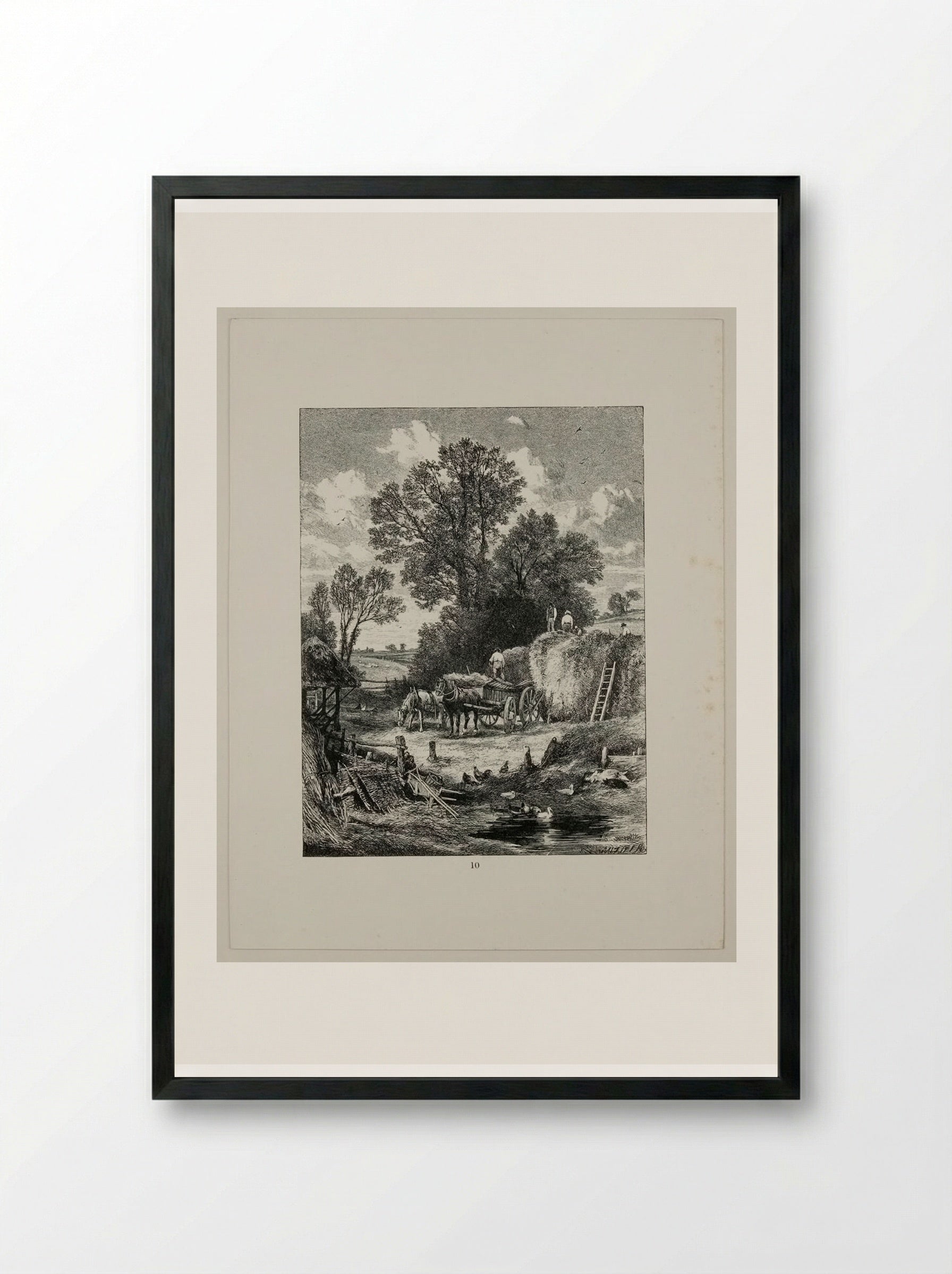 Building the Hay-rick - Edward Dalziel - Framed Print Black
