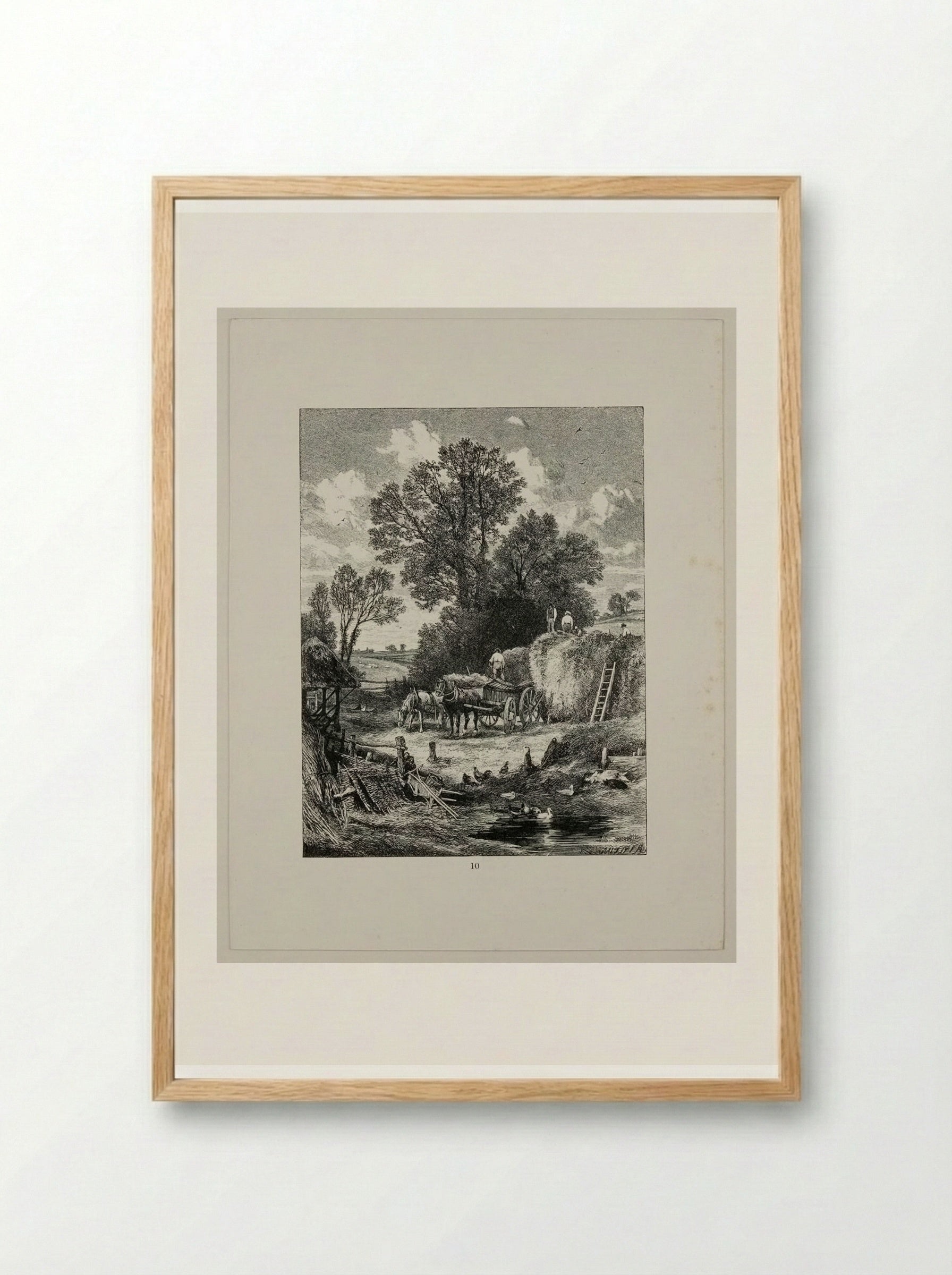 Building the Hay-rick - Edward Dalziel - Framed Print Wood