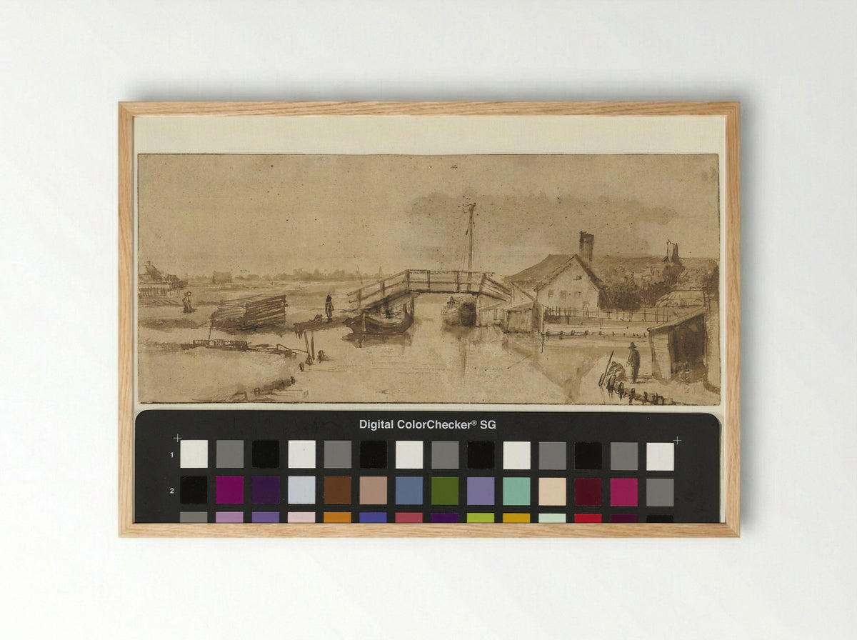 Buiten het Zaagmolenpoortje te Amsterdam - Abraham van Dijck - Framed Print Wood