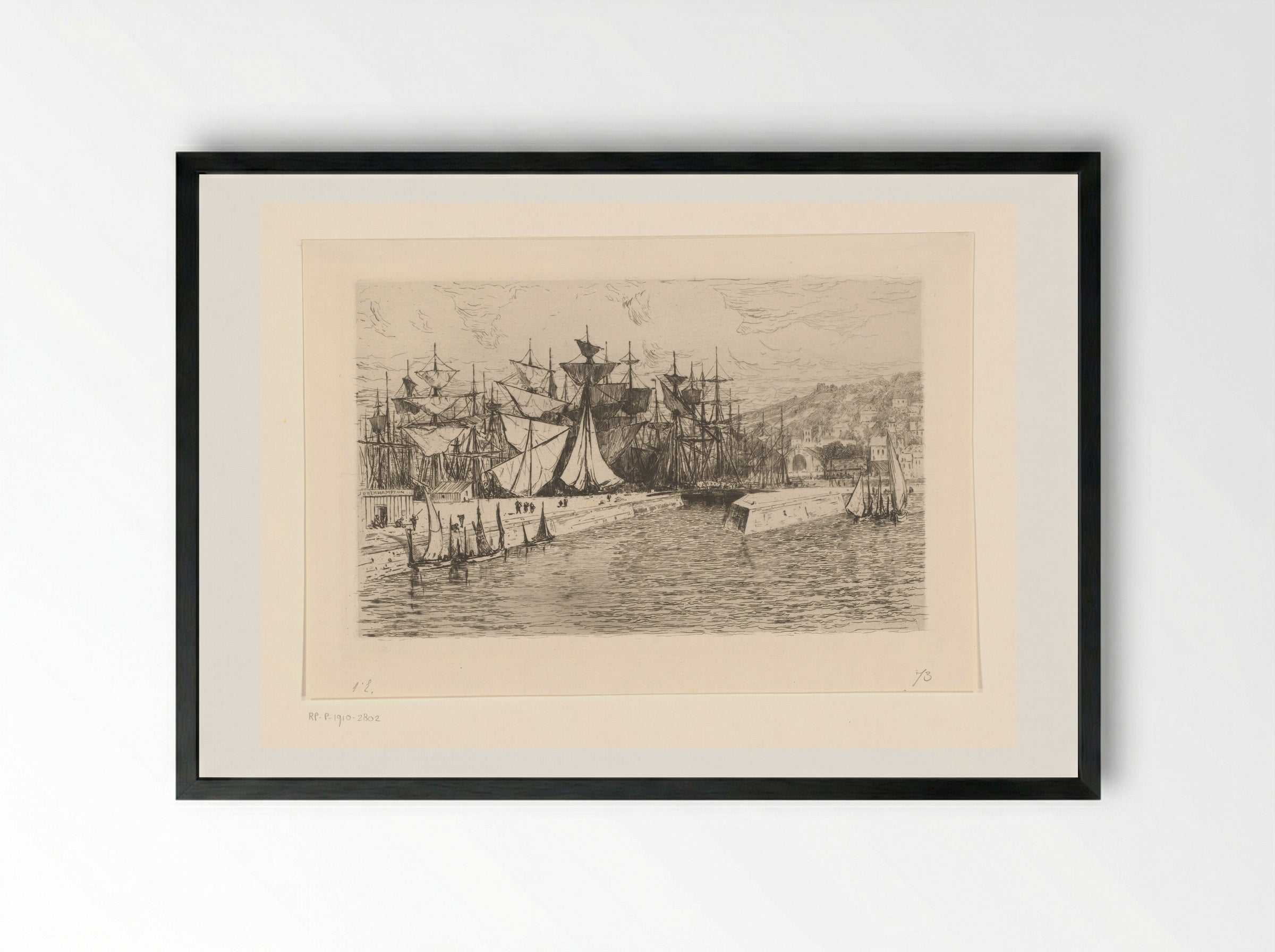 Buitenhaven en dokken in Honfleur - Carel Nicolaas Storm van 's-Gravesande - Framed Print Black