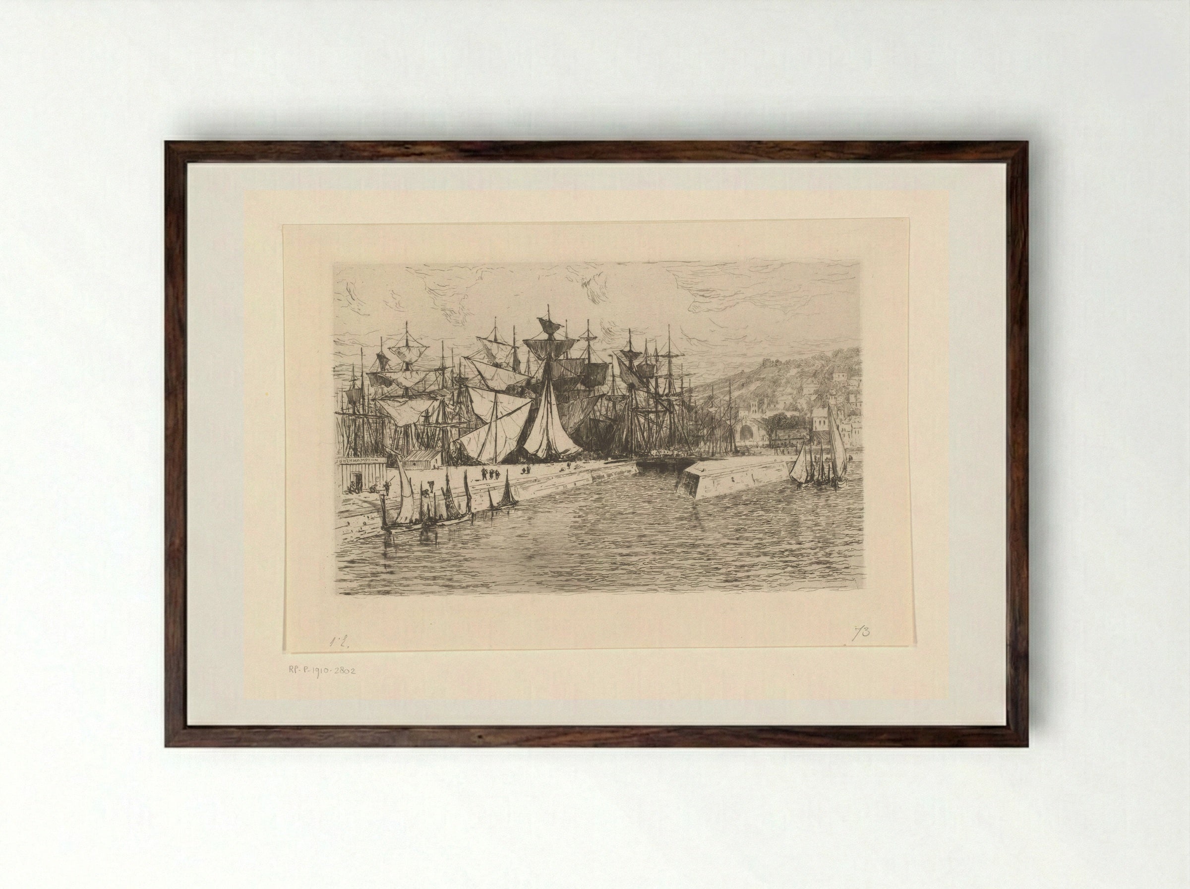 Buitenhaven en dokken in Honfleur - Carel Nicolaas Storm van 's-Gravesande - Framed Print Dark Wood