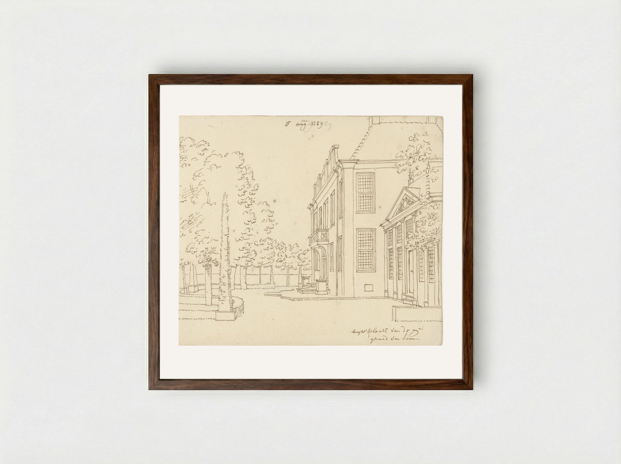 Buitenplaats van Gerard van Loon, zijaanzicht - Cornelis Pronk - Framed Print Dark Wood
