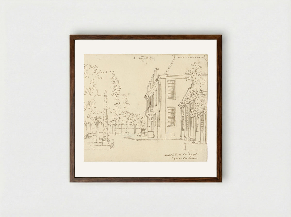 Buitenplaats van Gerard van Loon, zijaanzicht - Cornelis Pronk - Framed Print Dark Wood