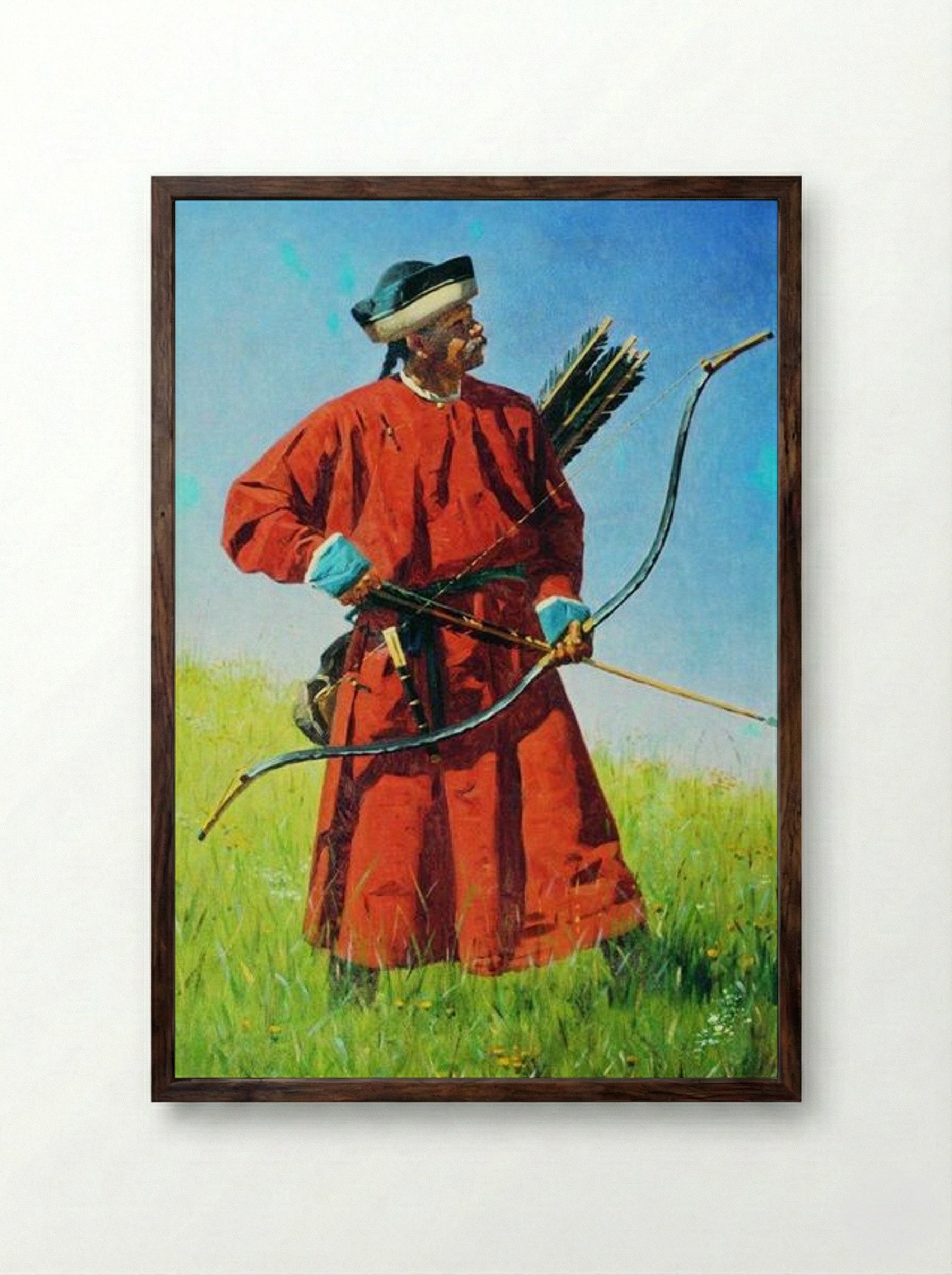 Bukhara Soldiers (Sarbaz) - Vasily Vereshchagin - Framed Print Dark Wood