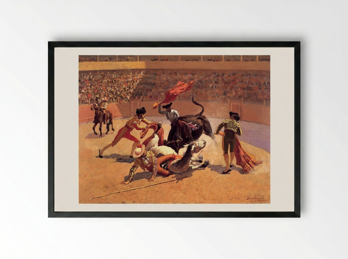 Bull Fight in Mexico - Frederic Remington - Framed Print Black