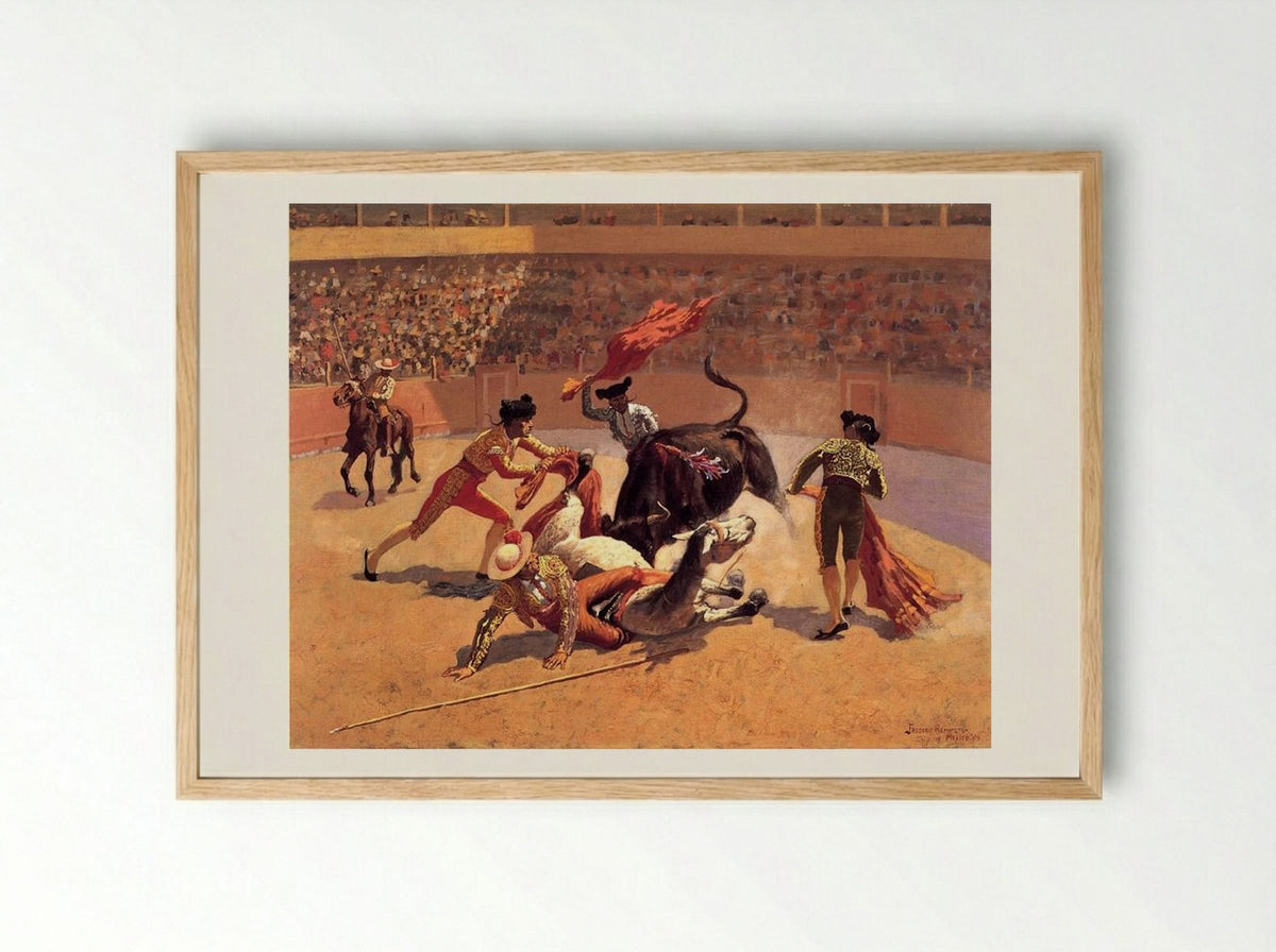 Bull Fight in Mexico - Frederic Remington - Framed Print Wood