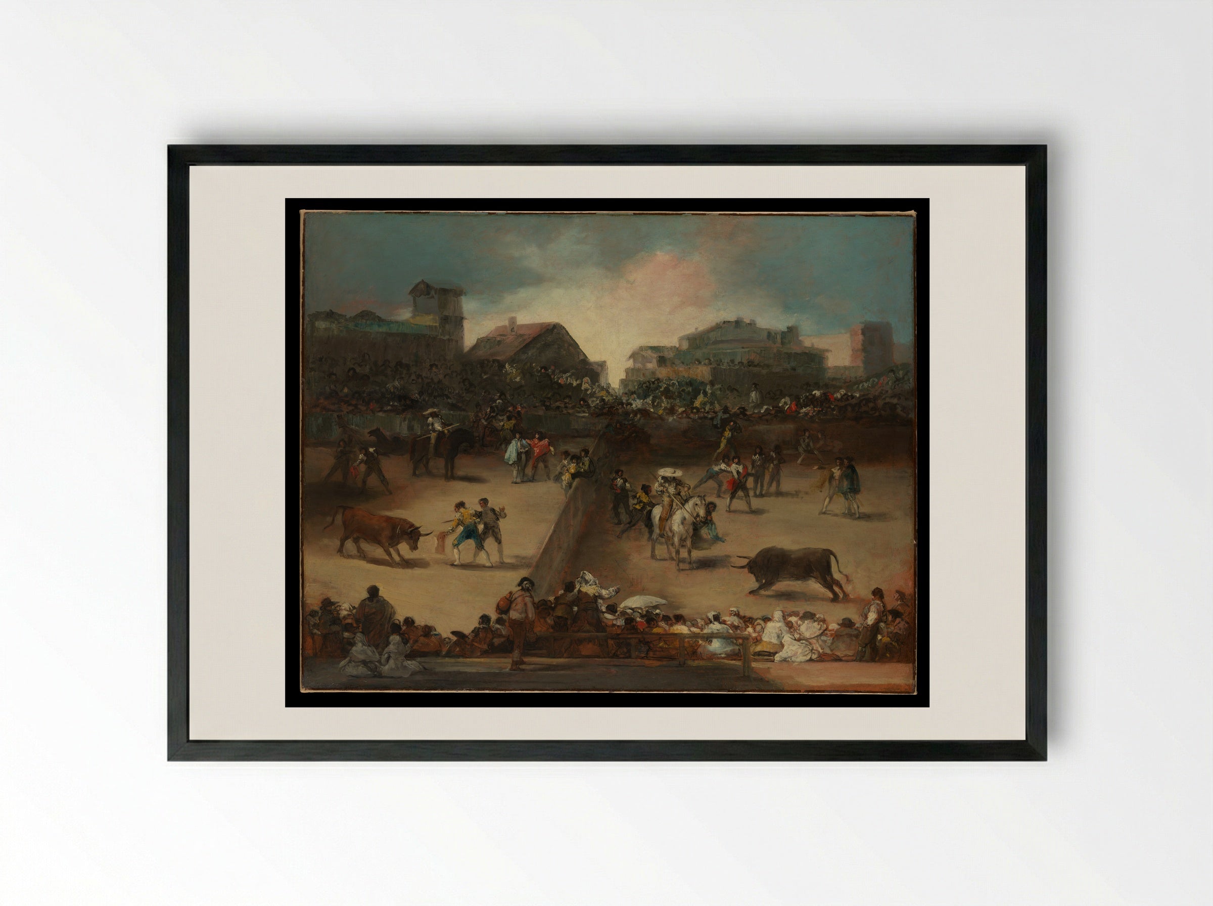 Bullfight in a Divided Ring - Francisco de Goya y Lucientes - Framed Print Black