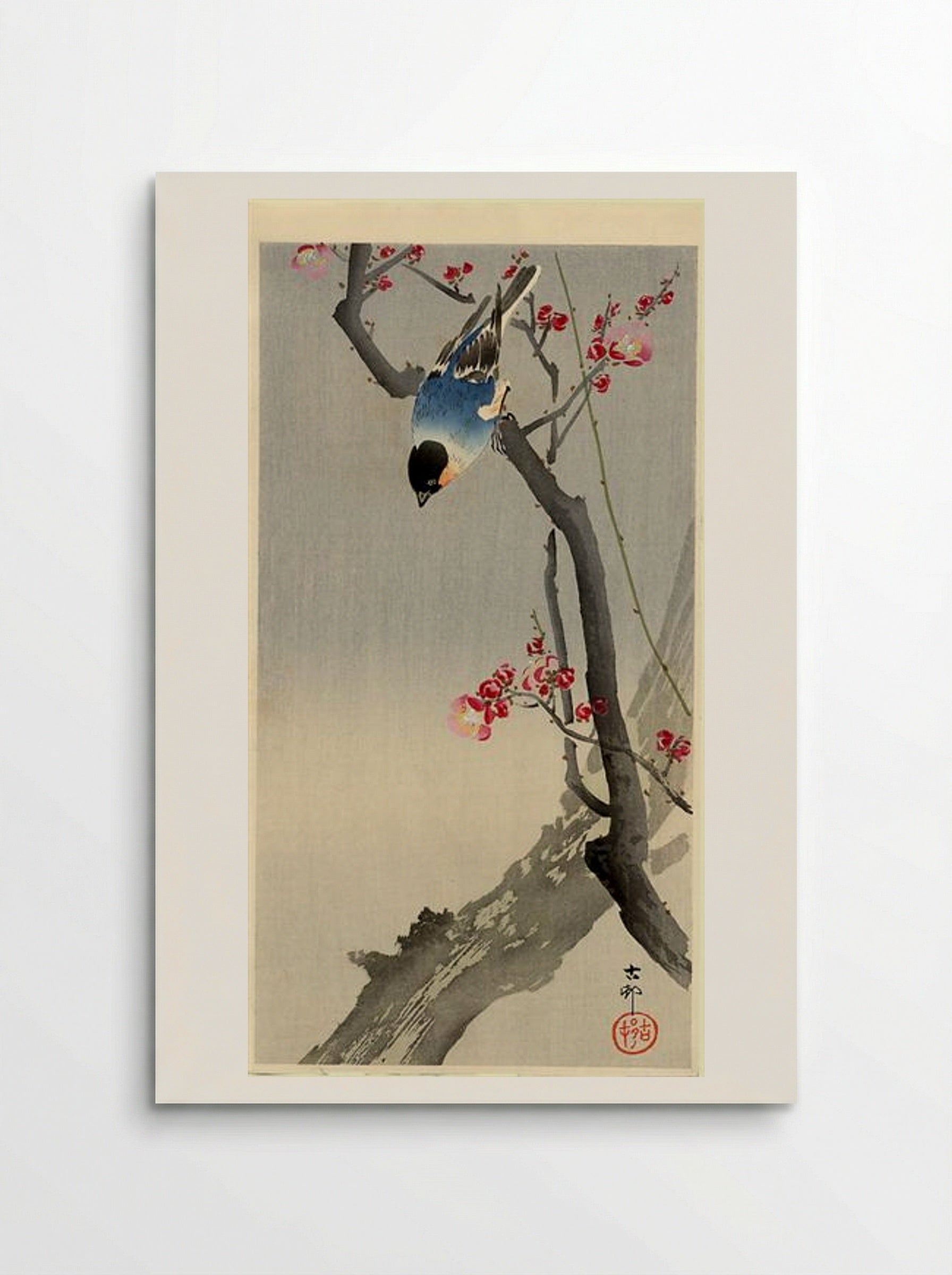 Bullfinch on Flowering Plum - Ohara Koson - Poster