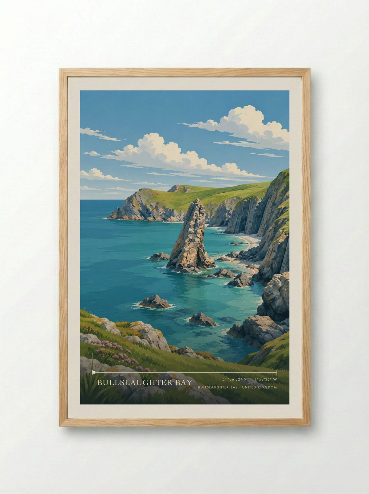 Bullslaughter Bay | Travel Poster - Framed Print Wood