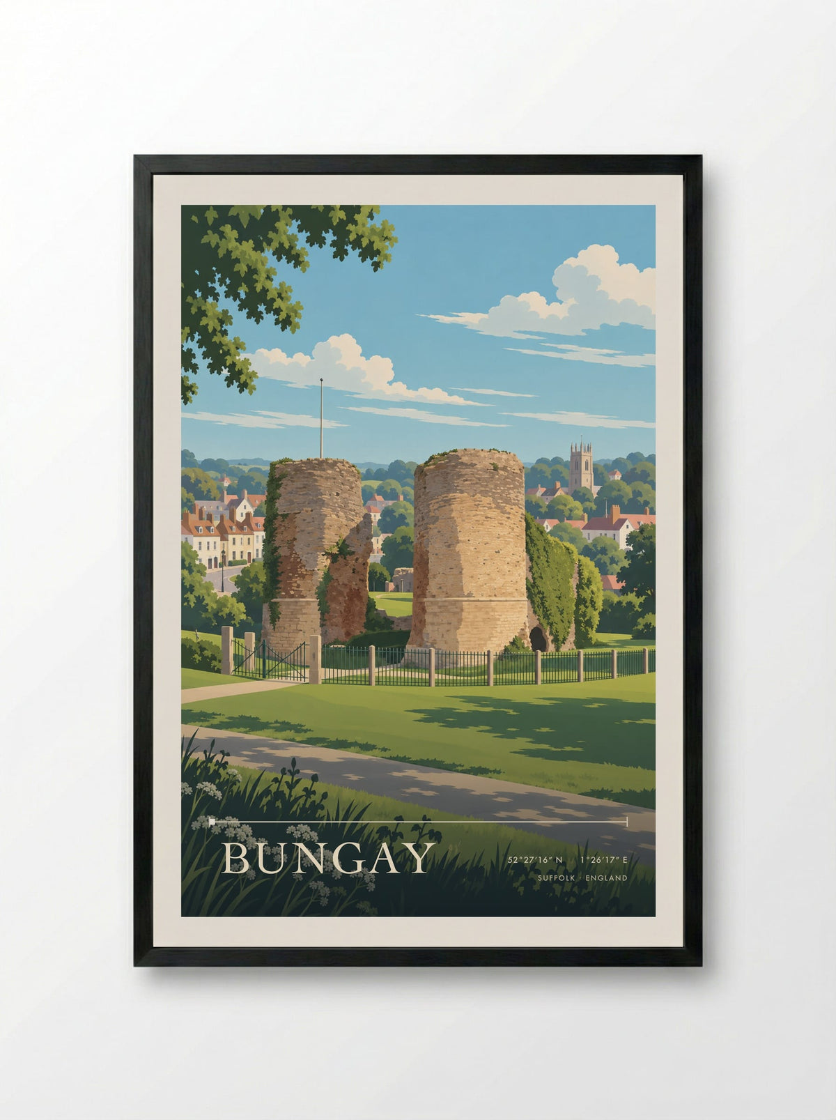 Bungay, Suffolk | Travel Poster - Framed Print Black
