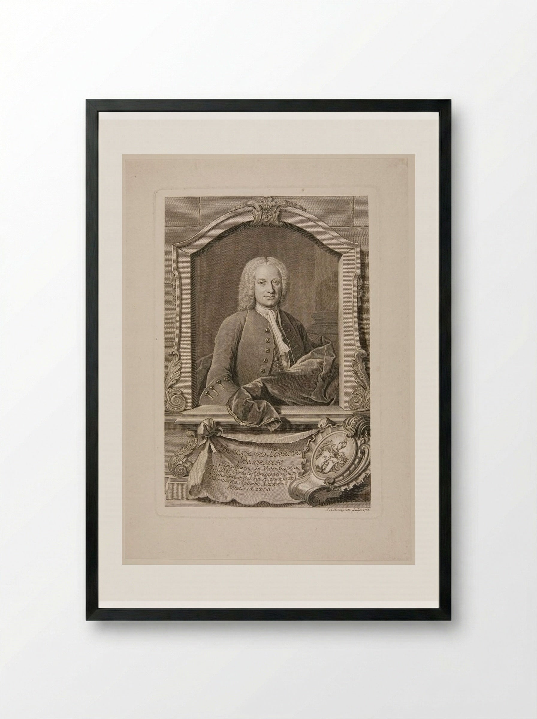 Burckhardt Lebrecht Behrisch - Johann Martin Bernigeroth - Framed Print Black