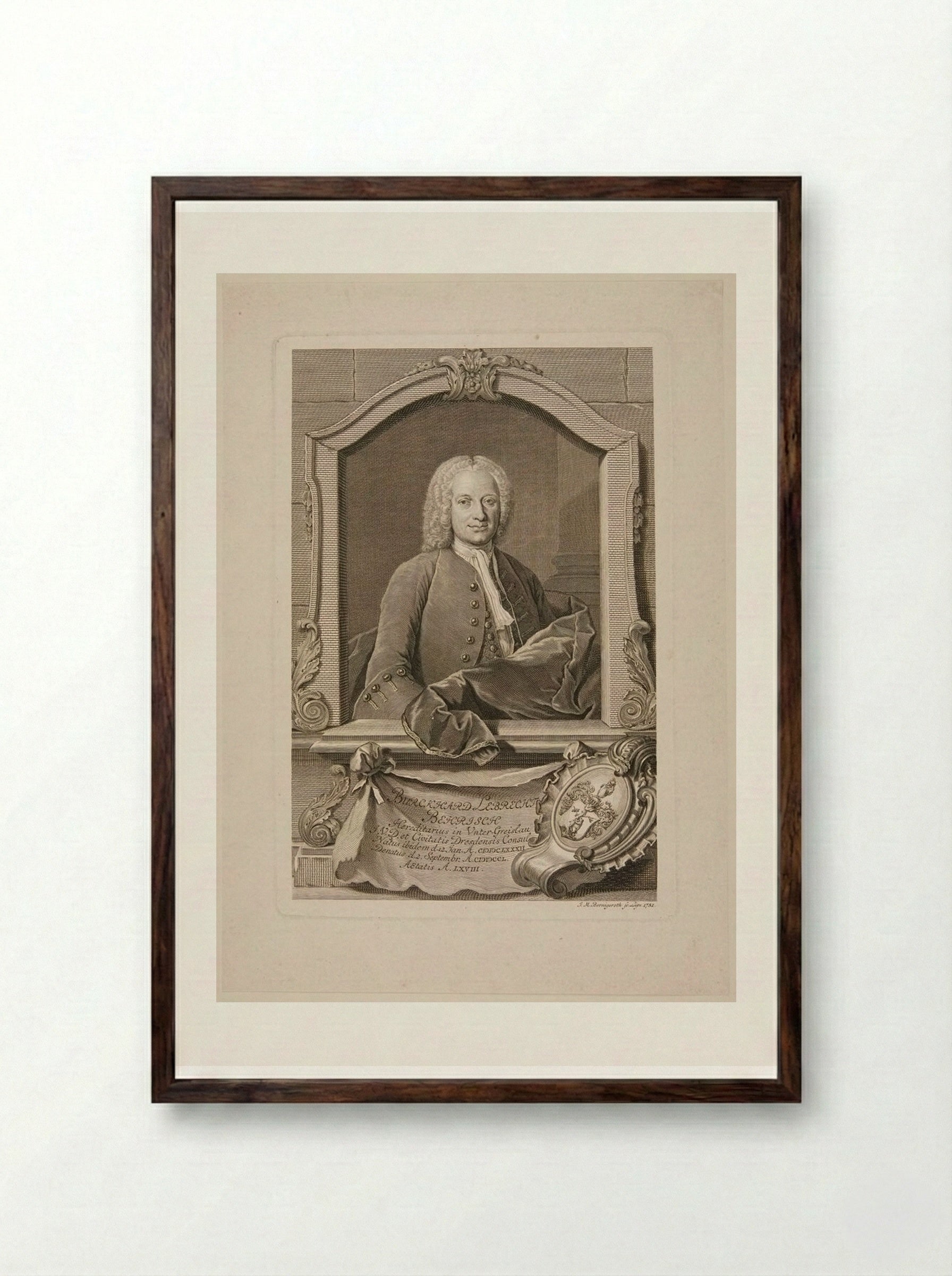Burckhardt Lebrecht Behrisch - Johann Martin Bernigeroth - Framed Print Dark Wood