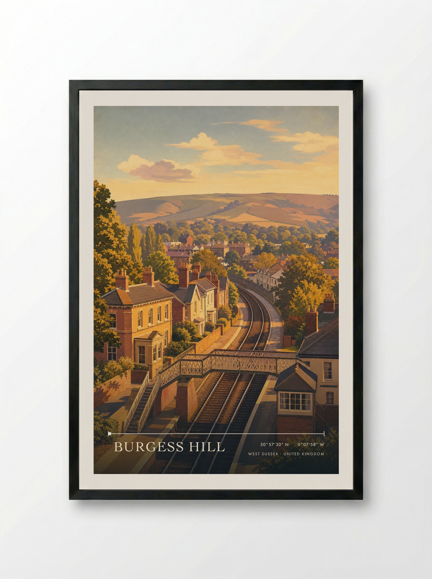 Burgess Hill West Sussex United Kingdom Travel Poster - Framed Print Black