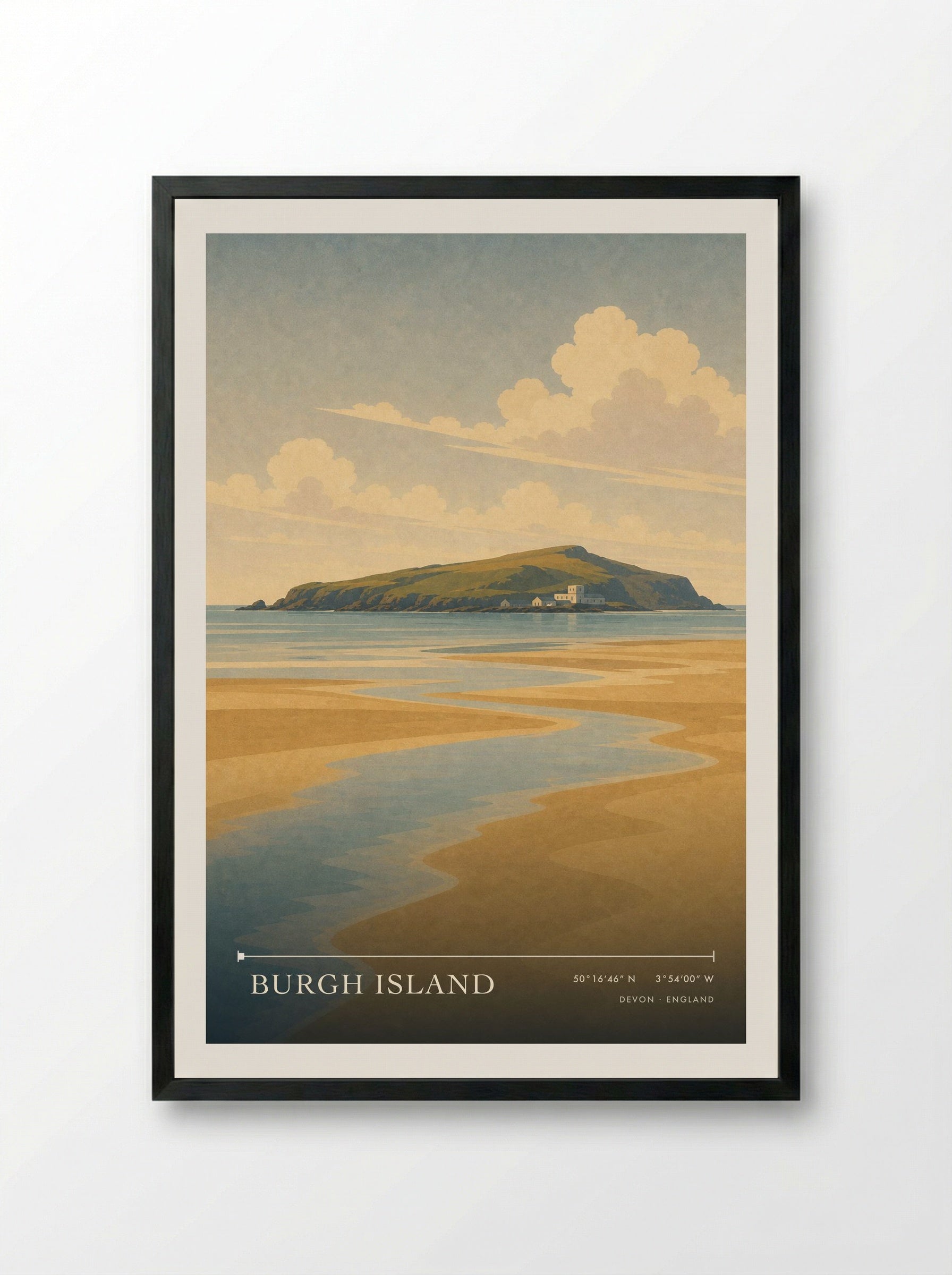 Burgh Island Devon England Travel Poster - Framed Print Black