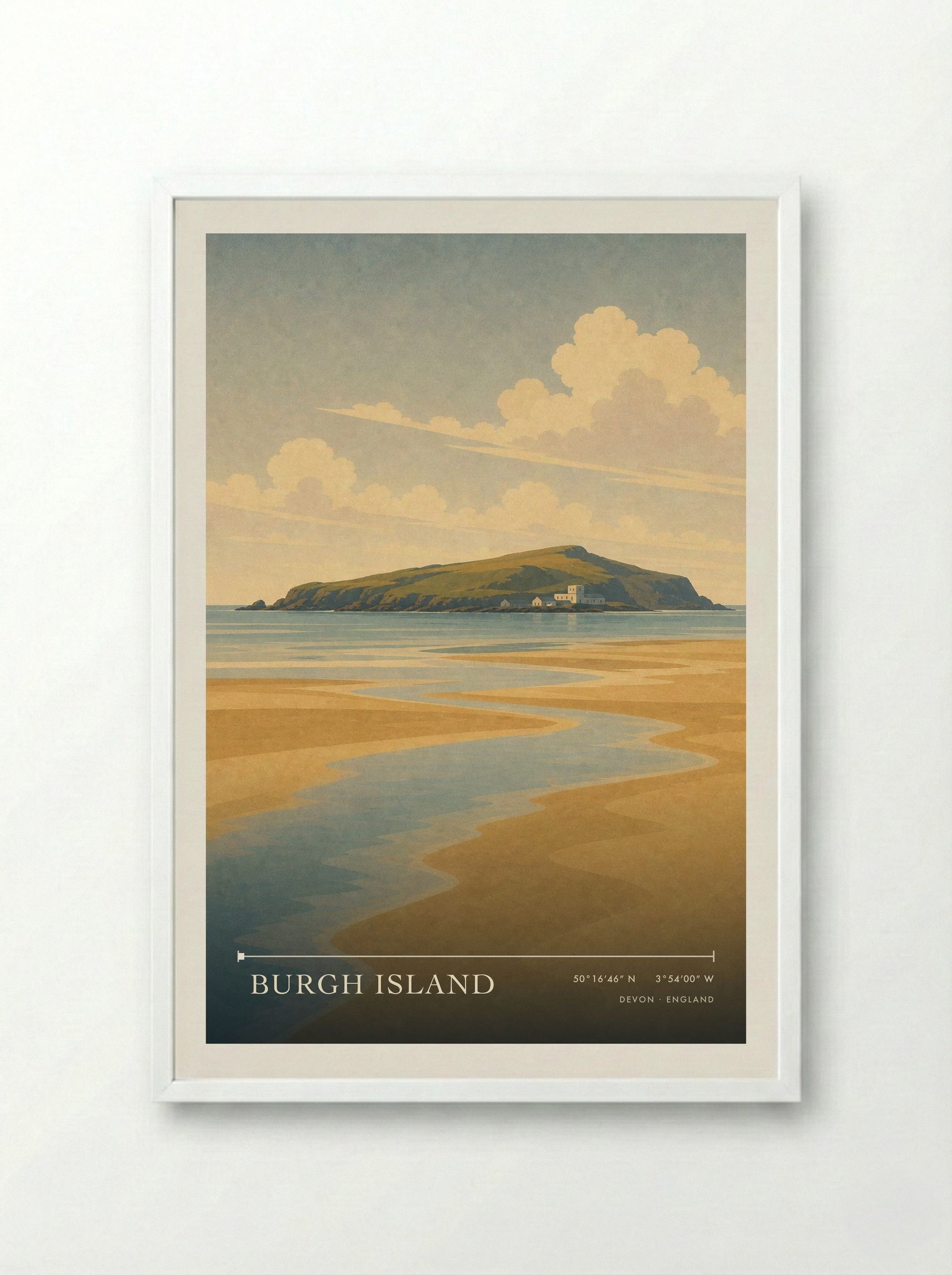 Burgh Island Devon England Travel Poster - Framed Print White