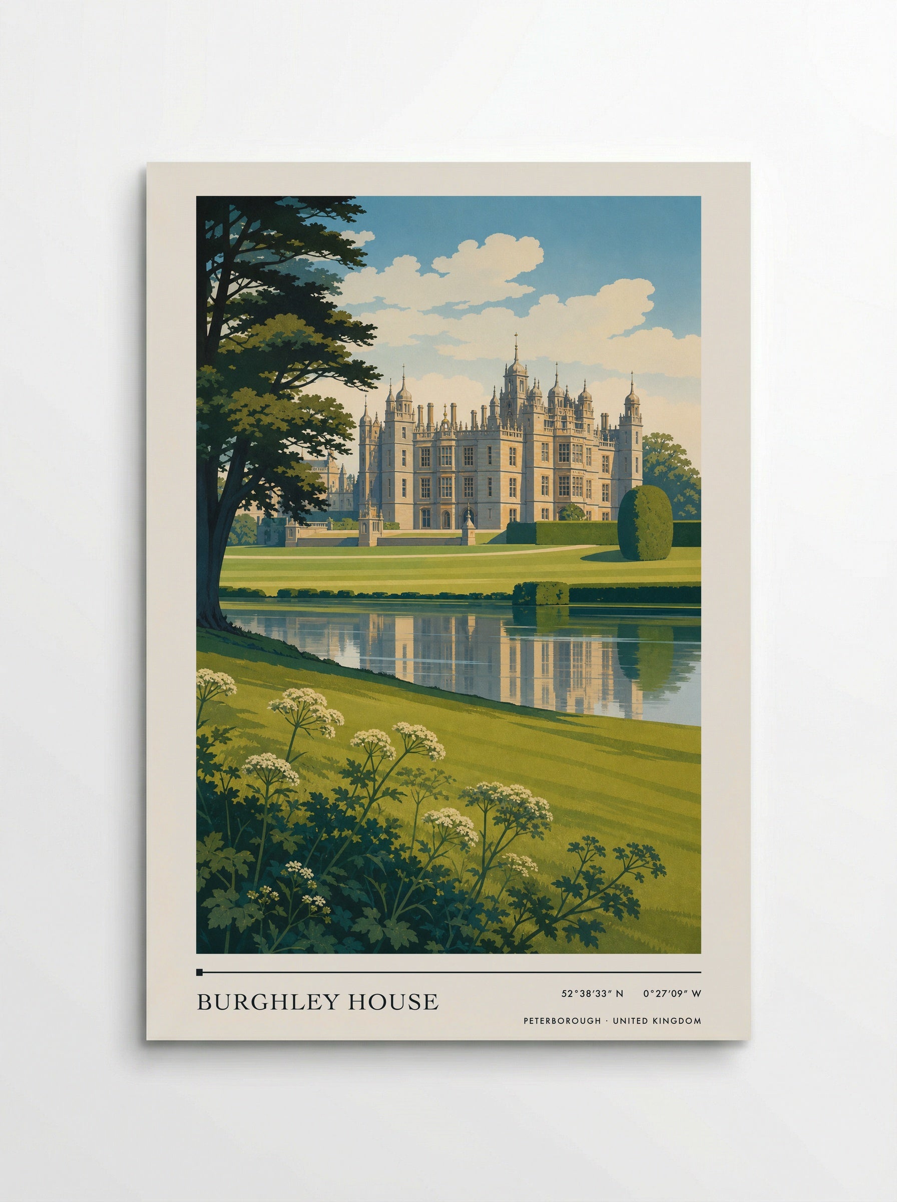 Burghley House Peterborough United Kingdom Travel Poster - Poster
